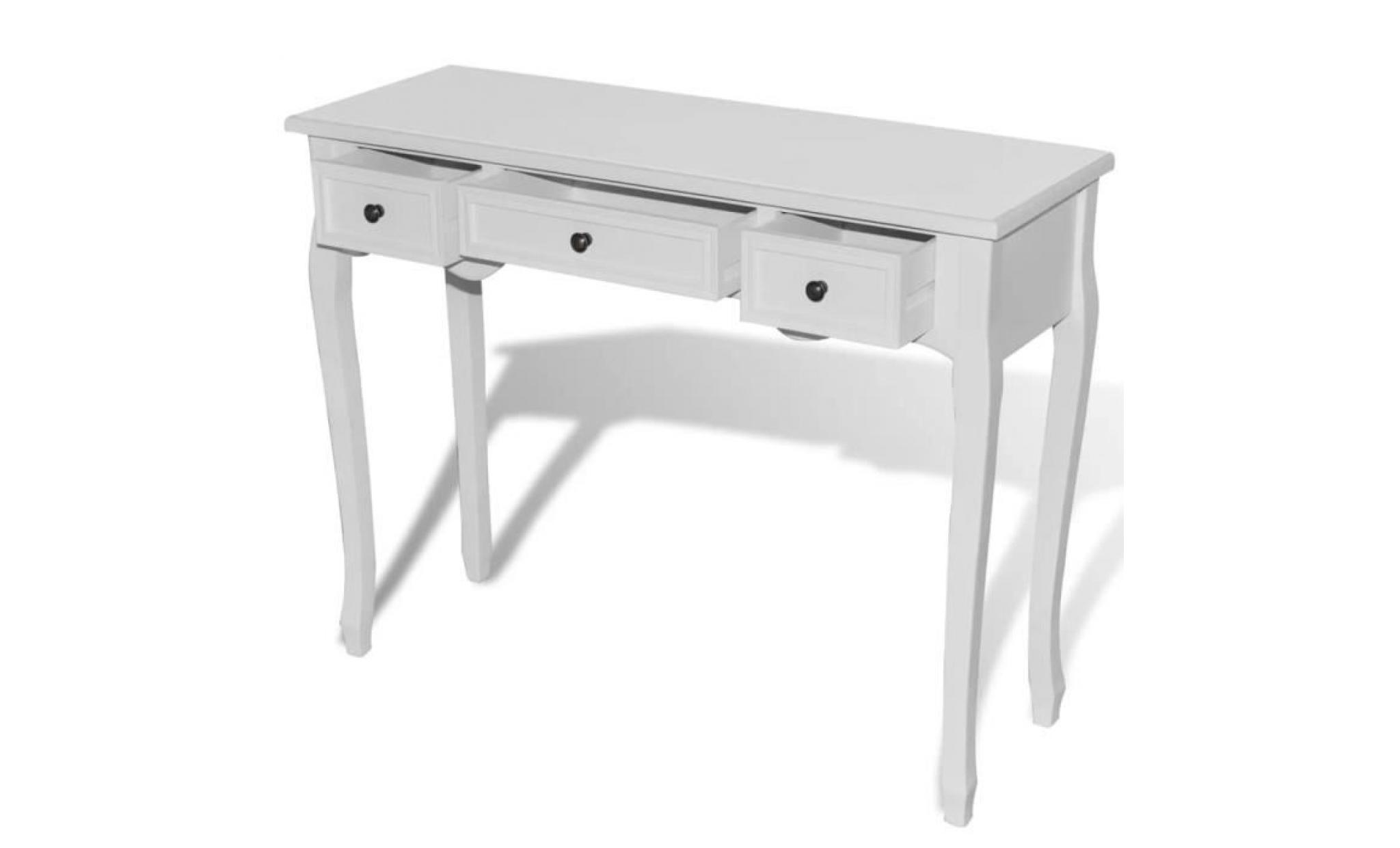 table d'appoint table de console et coiffeuse avec 3 tiroirs blanc pas cher