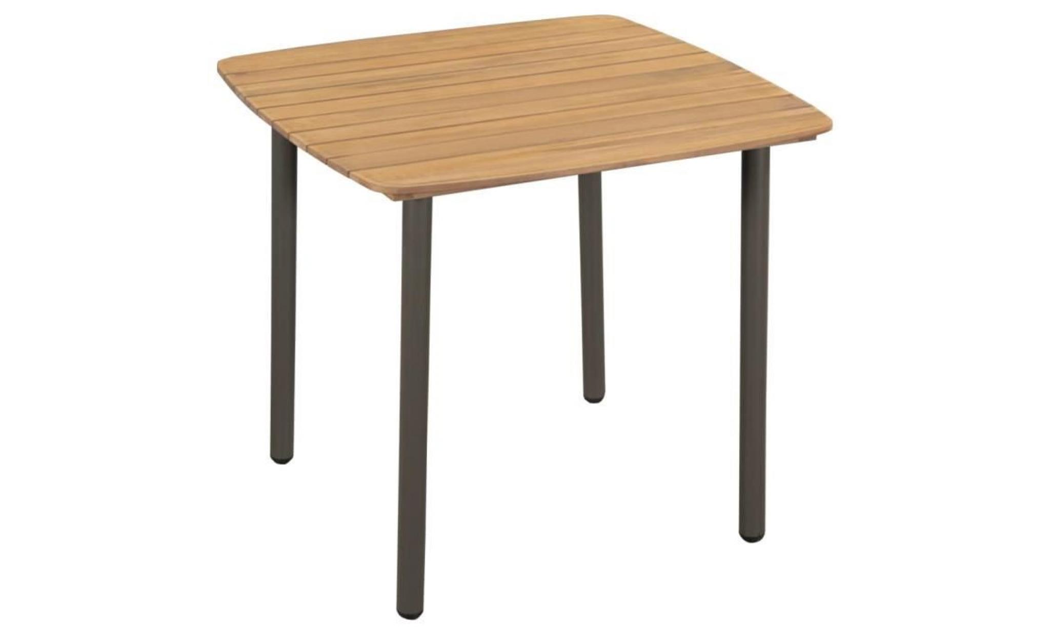 table d'extérieur bois d'acacia solide et acier 80 x 80 x 72 cm