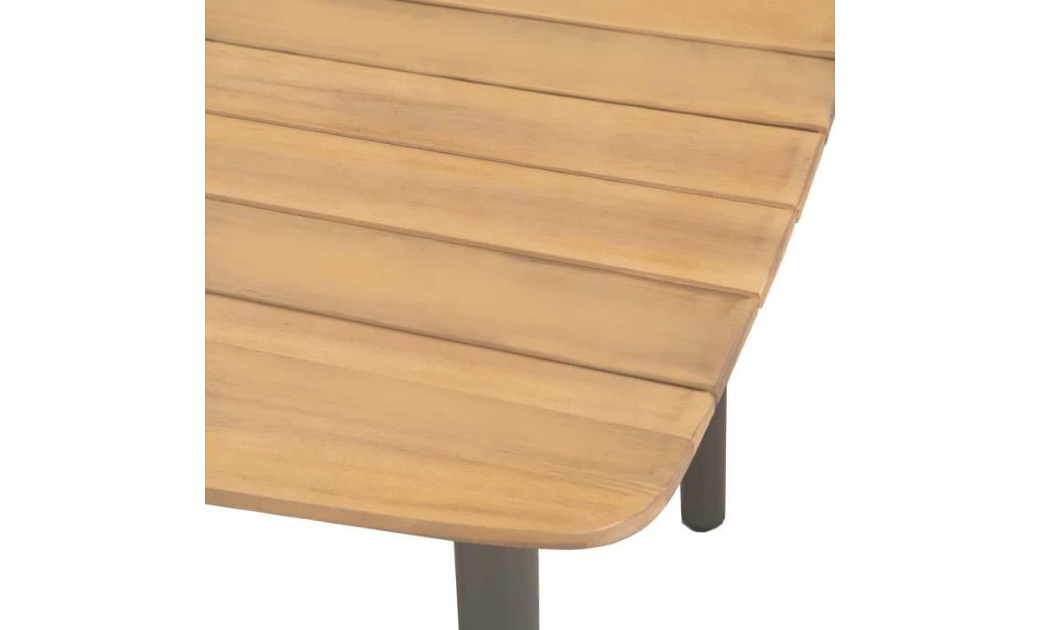 table d'extérieur bois d'acacia solide et acier 80 x 80 x 72 cm pas cher