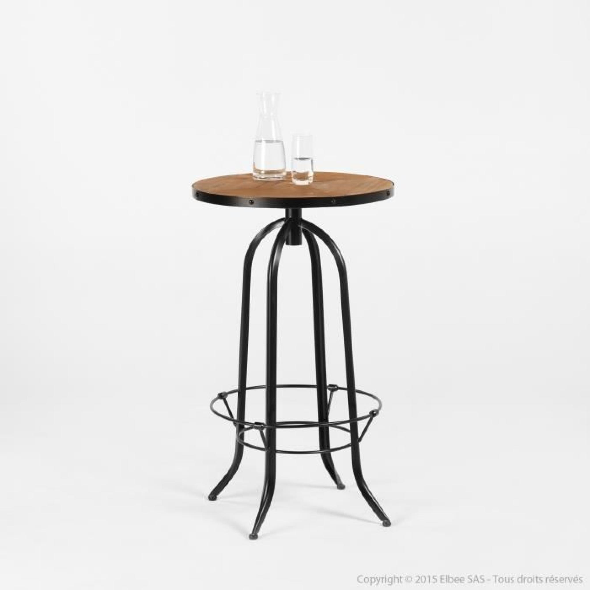 Table de bar avec repose pieds en métal et bois Hauteur 100cm MANUFACTURE-