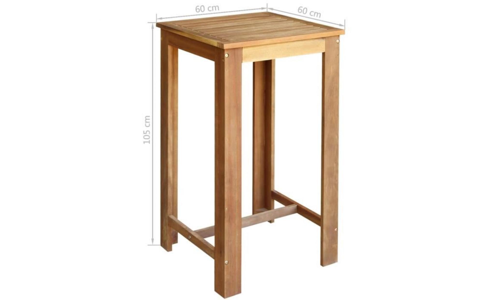 table de bar bois d'acacia solide 60 x 60 x 105 cm   246663 pas cher