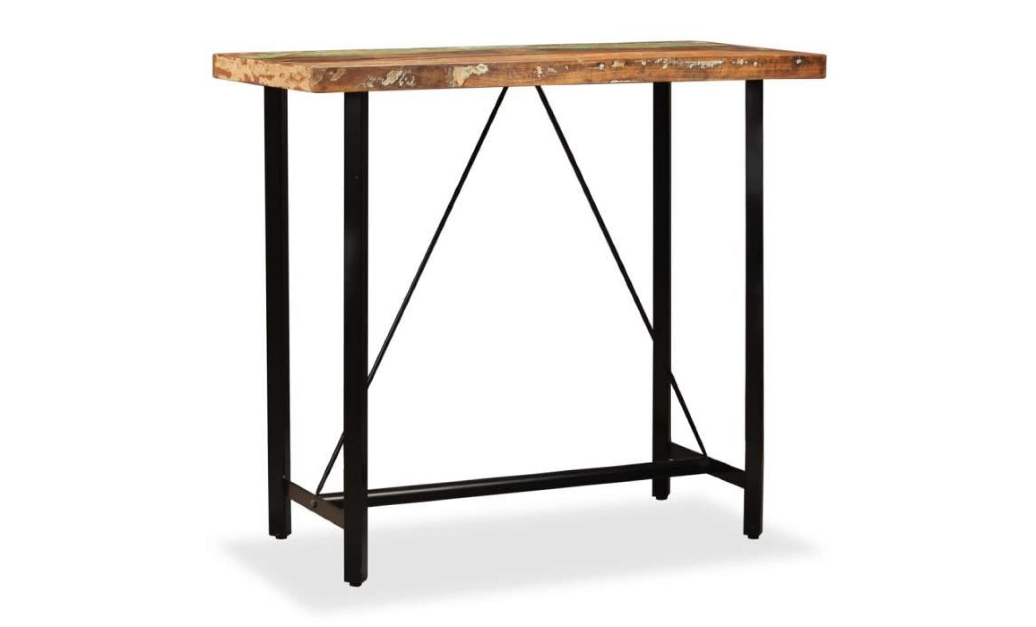 table de bar bois massif de récupération 120 x 60 x 107 cm