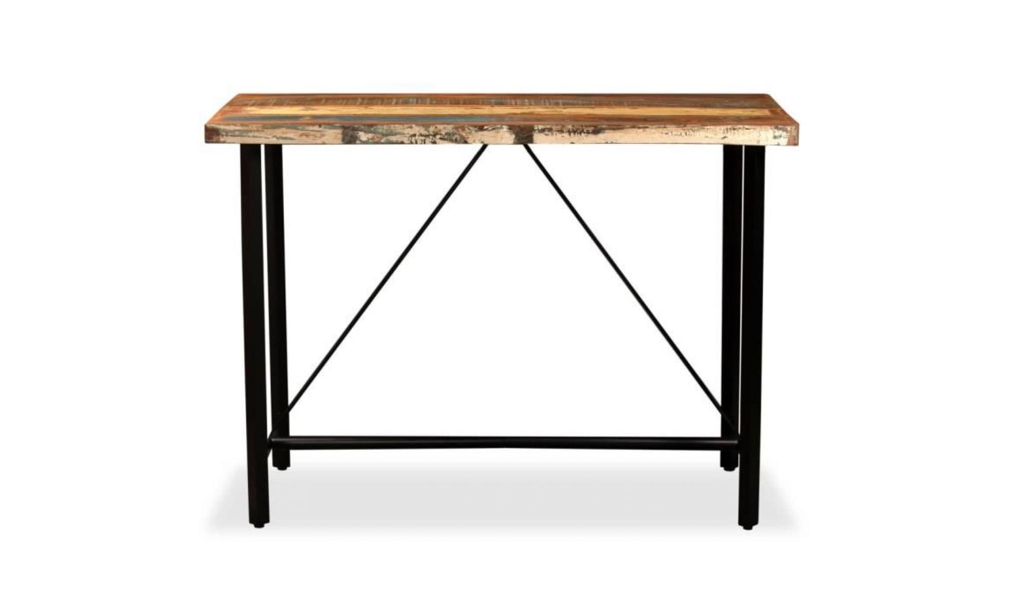table de bar bois massif de récupération 120 x 60 x 107 cm pas cher