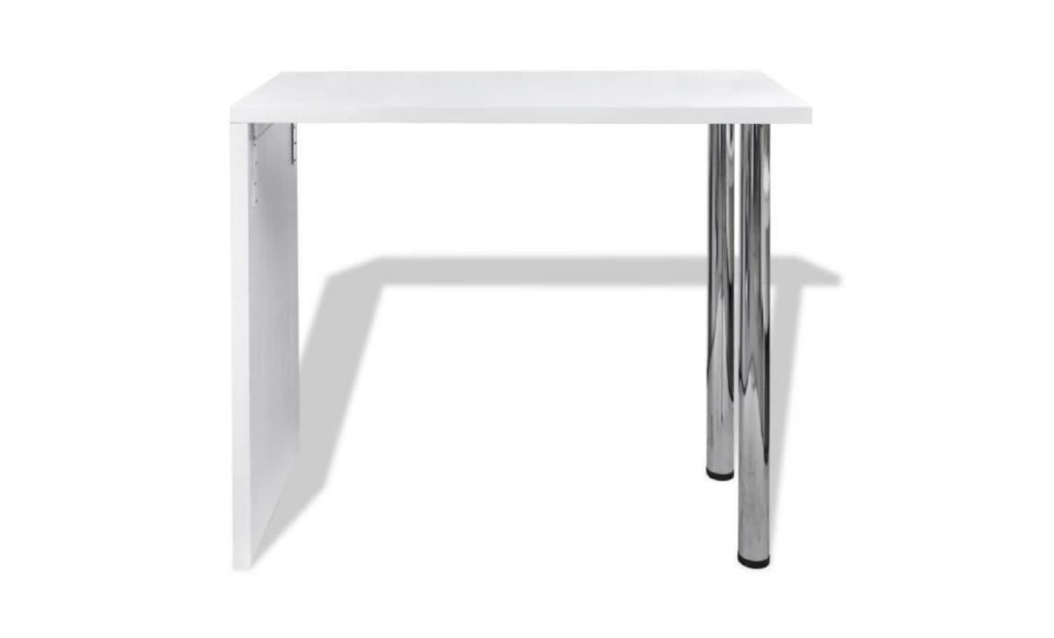 table de bar café bureau en blanche vernissée avec 2 pieds 117 x 57 x 105 cm