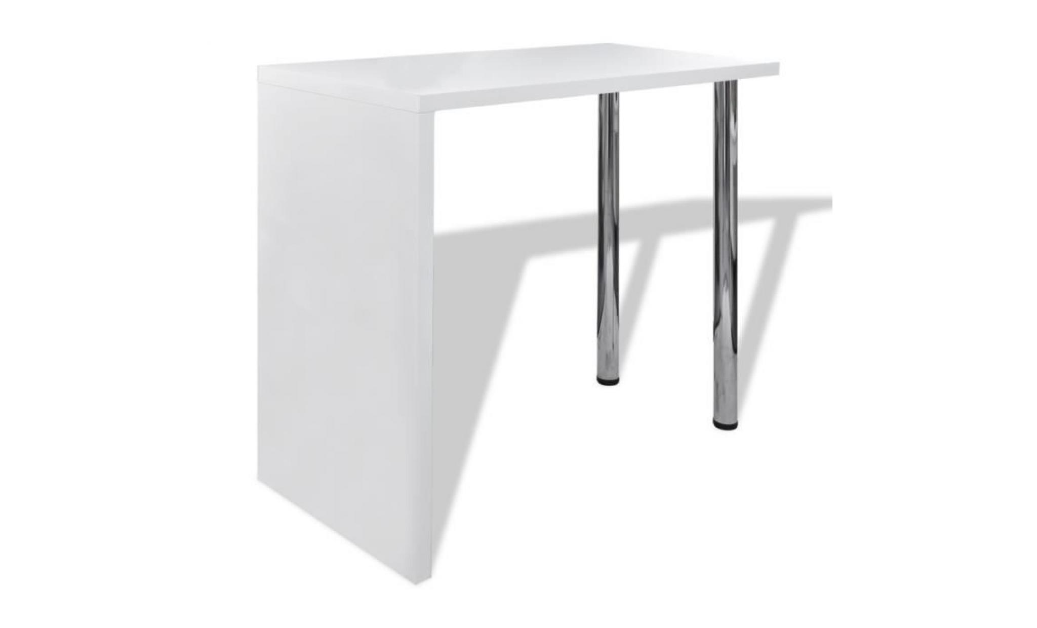 table de bar café bureau en blanche vernissée avec 2 pieds 117 x 57 x 105 cm pas cher