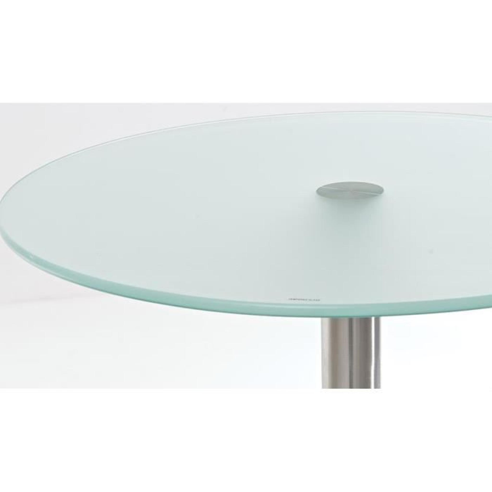 Table de bar en acier inoxydable avec plateau en verre de couleur blanche  - Dim : H 110 cm pas cher