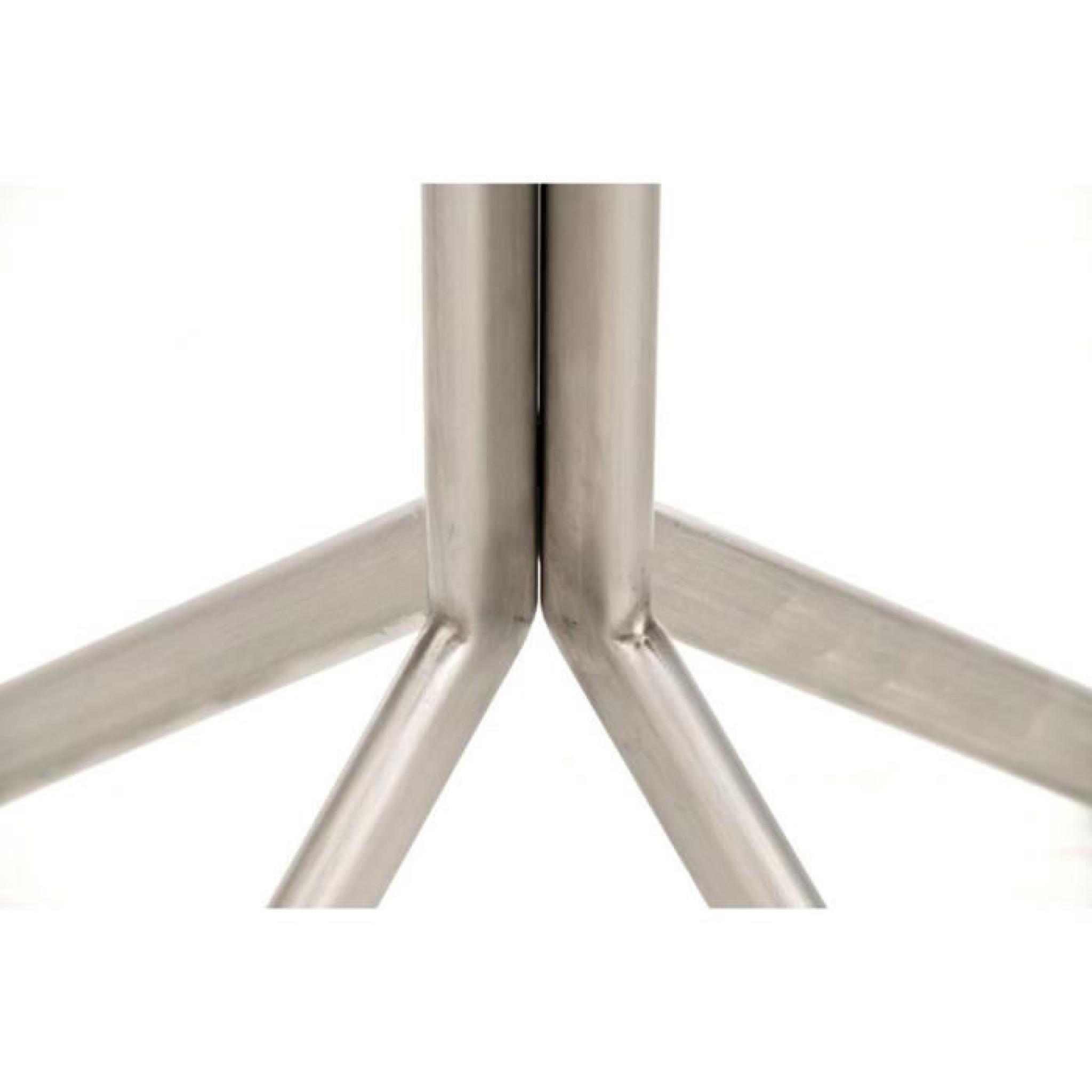 Table de bar en acier inoxydable avec plateau en verre de couleur blanche  - Dim : H 110 cm pas cher