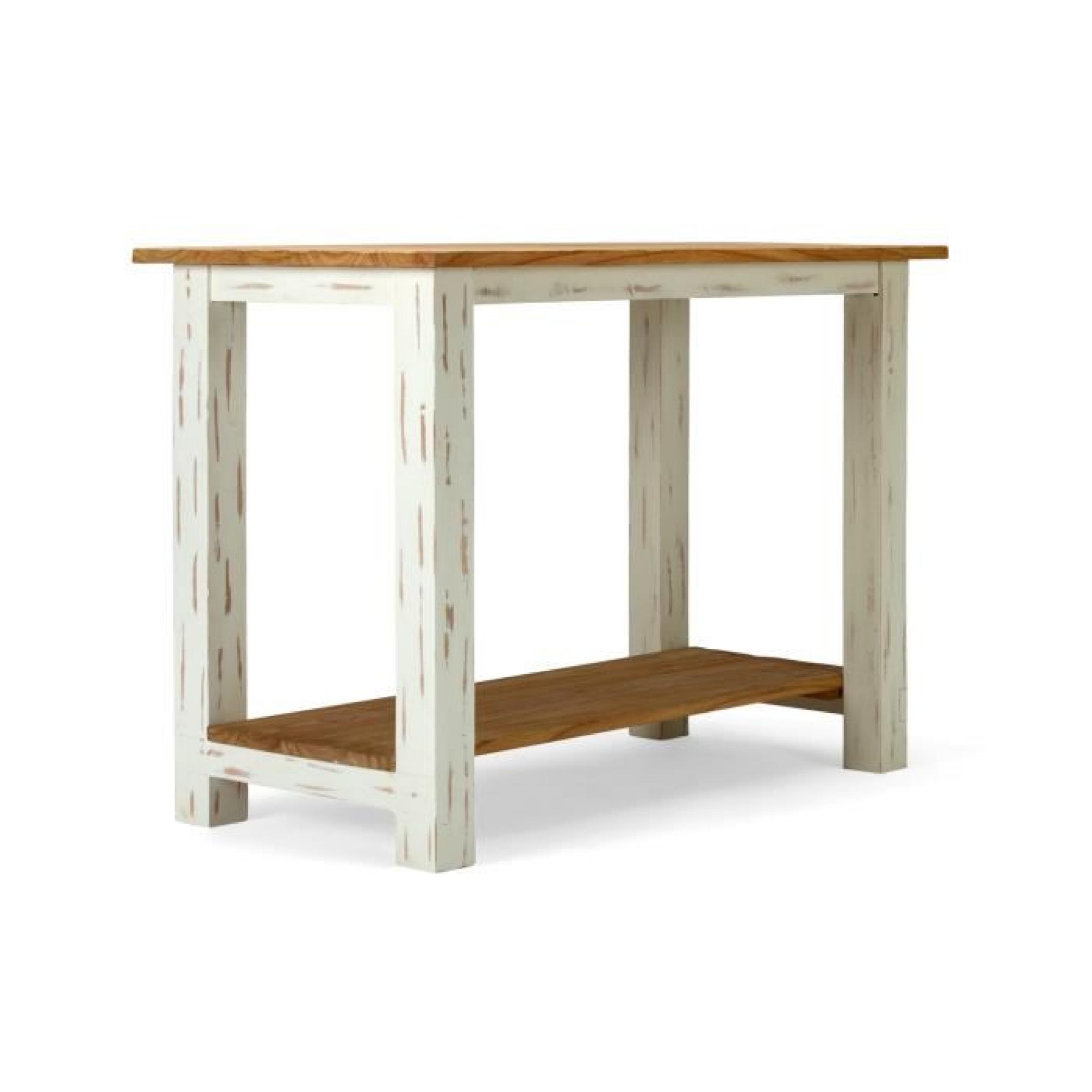 Table de bar LANDHAUS 150x80 en bois Mindi laqué blanc et miel