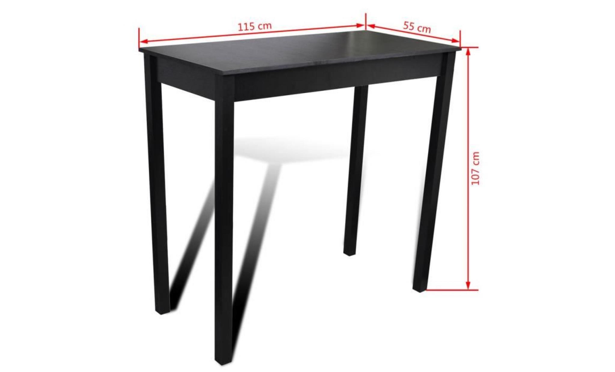 table de bar noir mdf 115 x 55 x 107 cm table haut meuble table de nuit pas cher