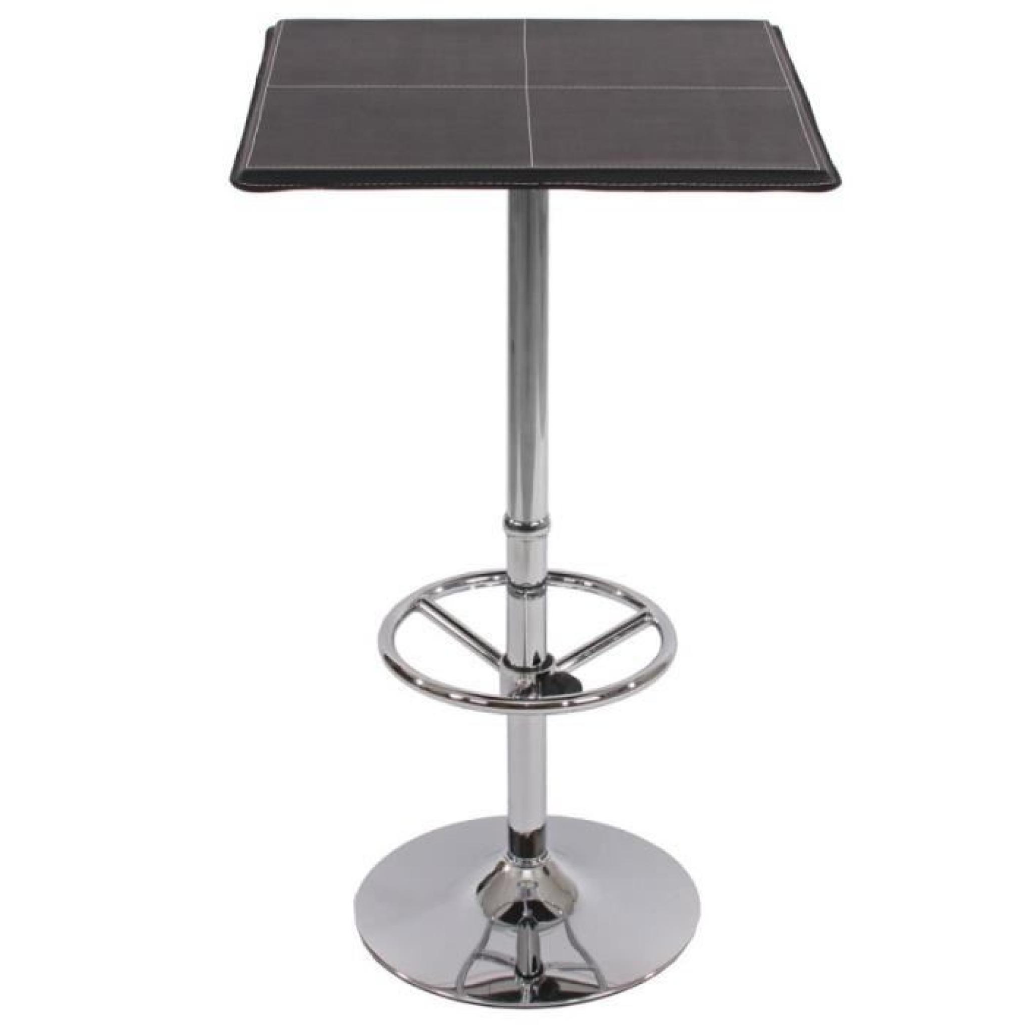 Table haute de bar bistrot avec repose-pied 110 cm noir TAB04002