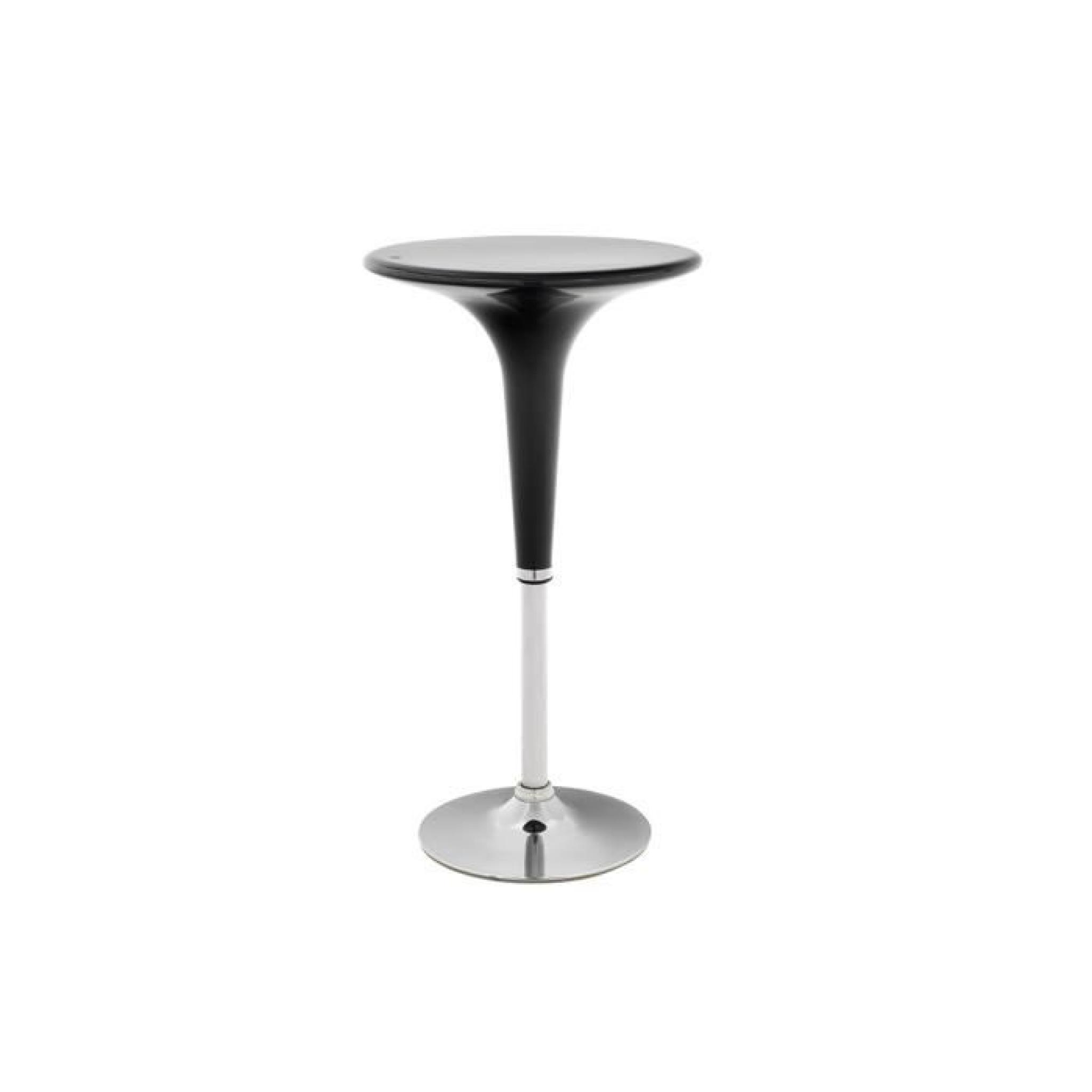 Table de bar ronde noir / ABS base chromée LOVA