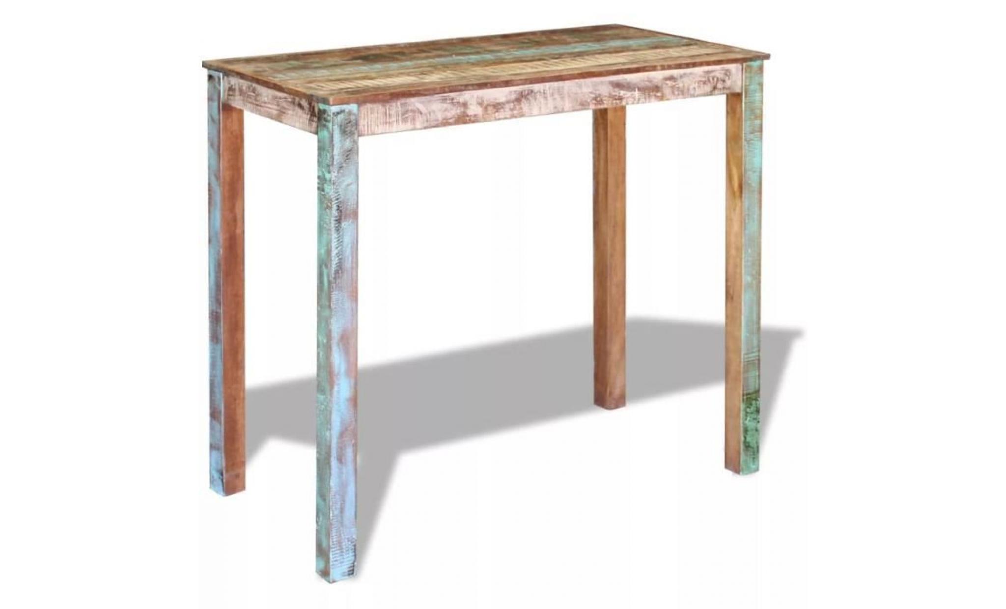 table de bar table à manger bois massif de récupération 115 x 60 x 107 cm