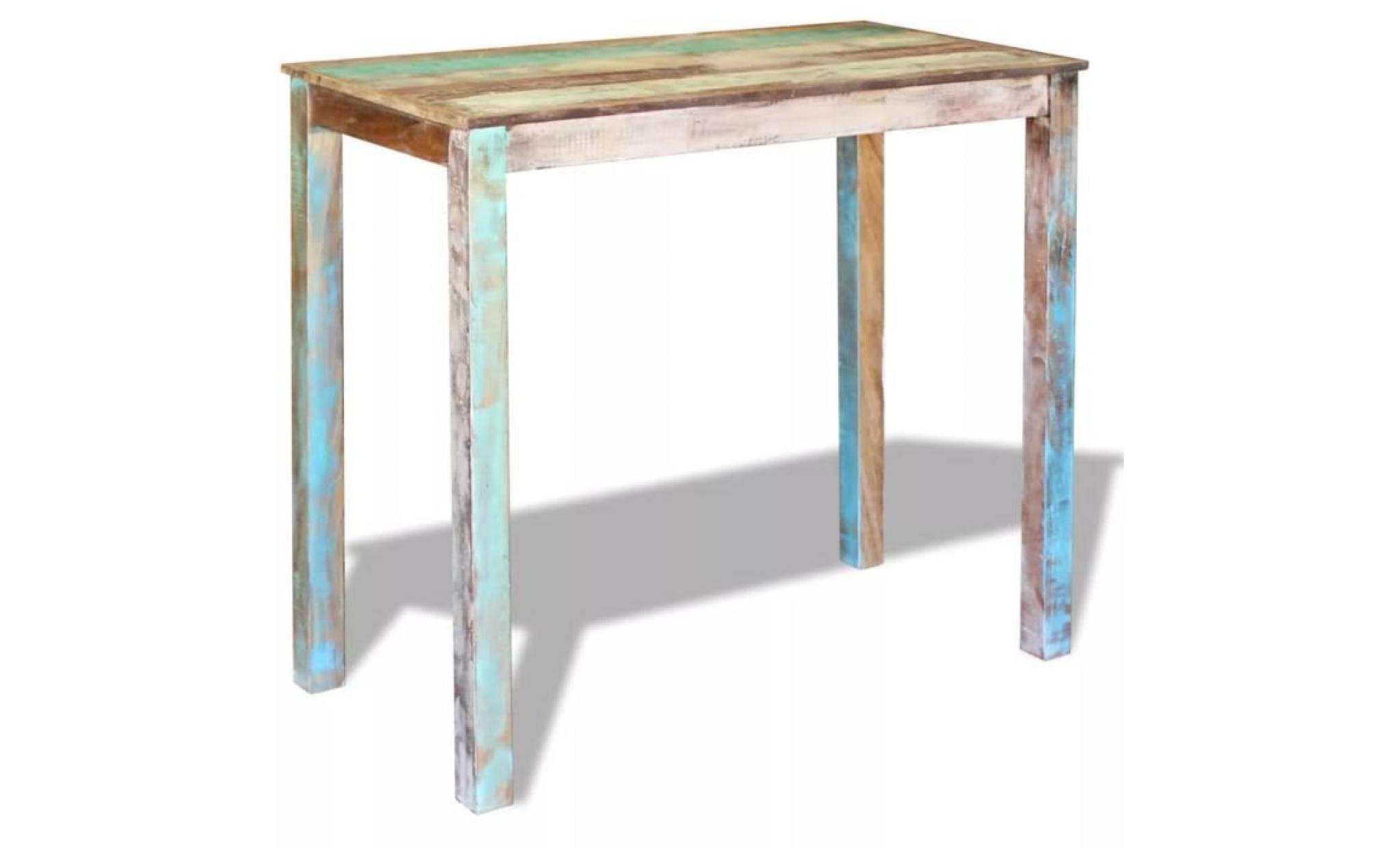 table de bar table à manger bois massif de récupération 115 x 60 x 107 cm pas cher
