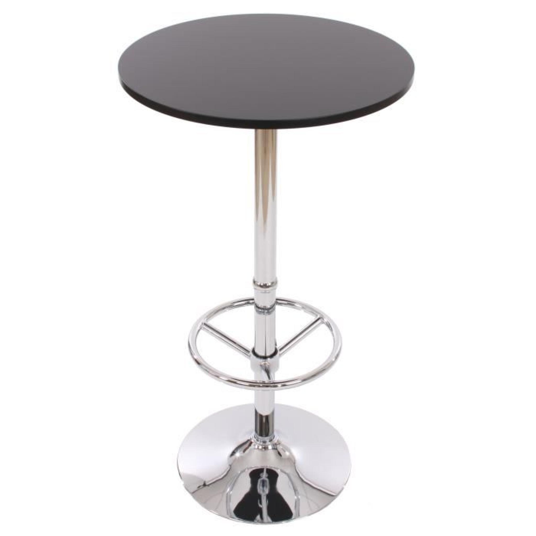 Table de bar / table haute Bari, ronde, avec repose-pied,109x60x60cm, noir.