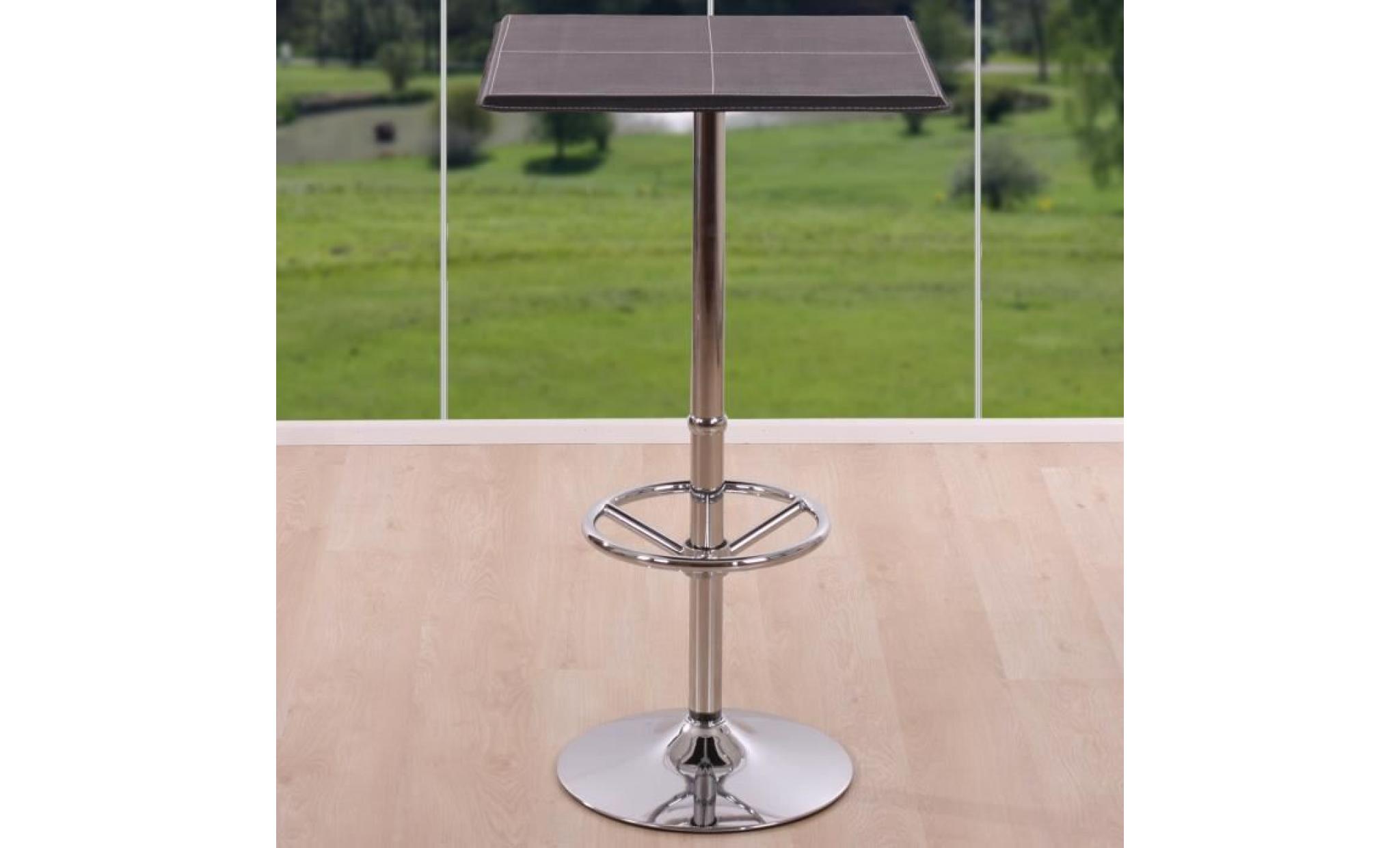 Table de bar / table haute Chicago, avec repose-pied,63x63x110cm, noir. pas cher