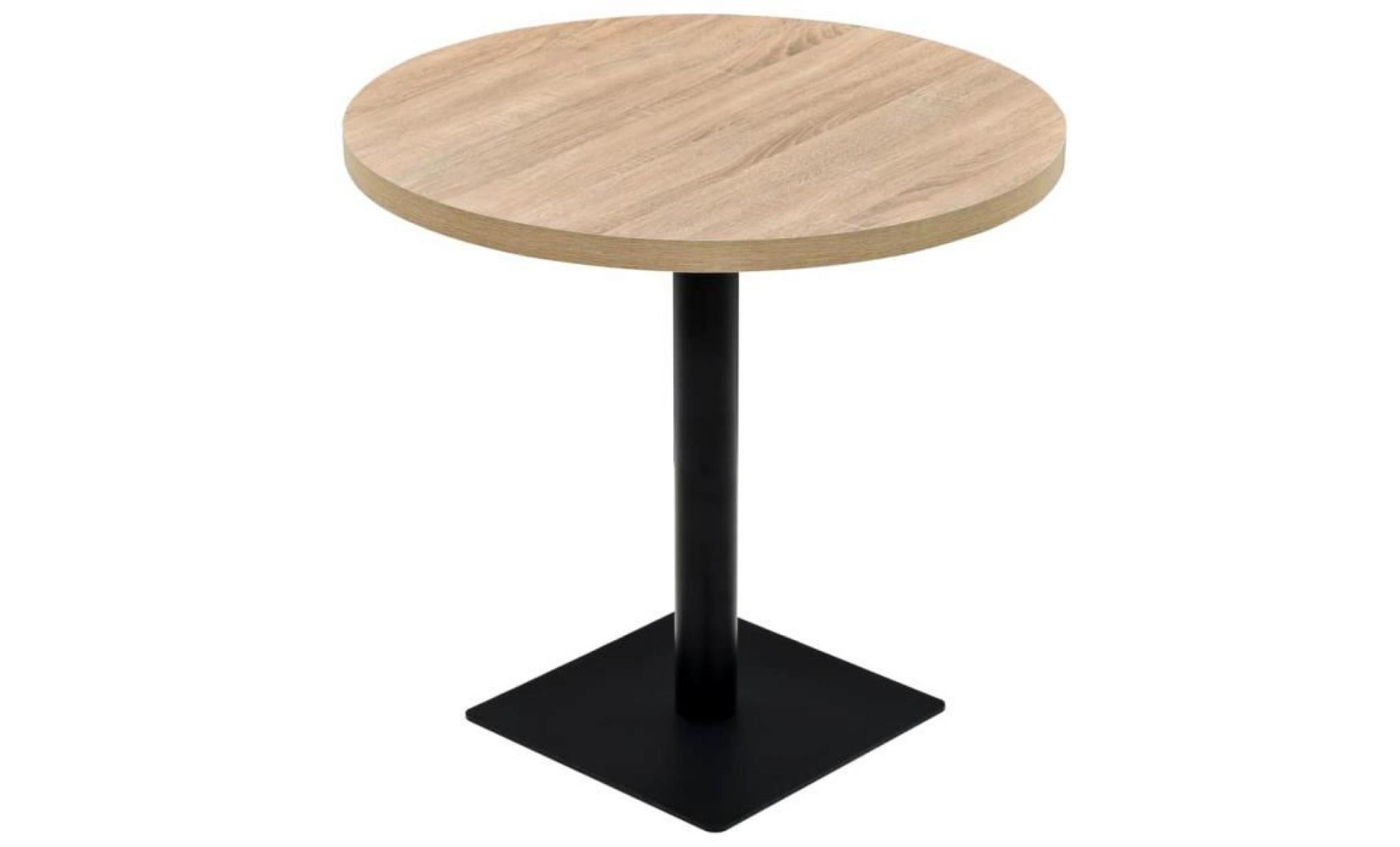 table de bistro mdf et acier rond 80 x 75 cm couleur de chêne