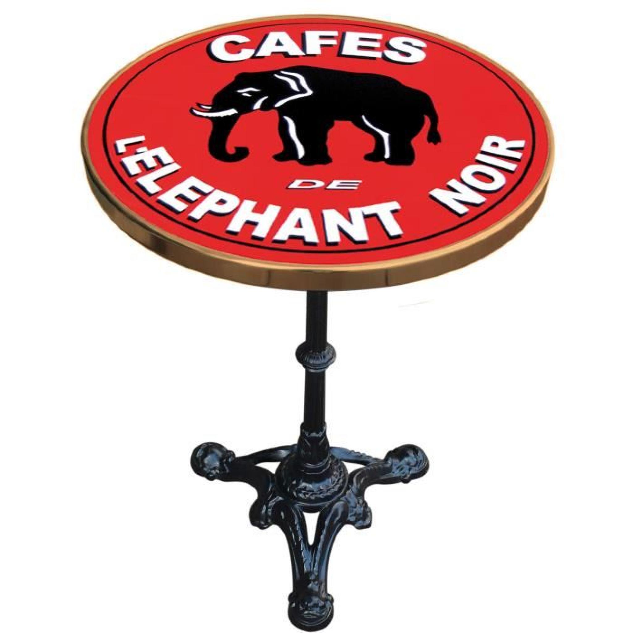 TABLE DE BISTROT EMAILLEE BISTROT PUB RETRO CAFE DE L'ELEPHANT NOIR