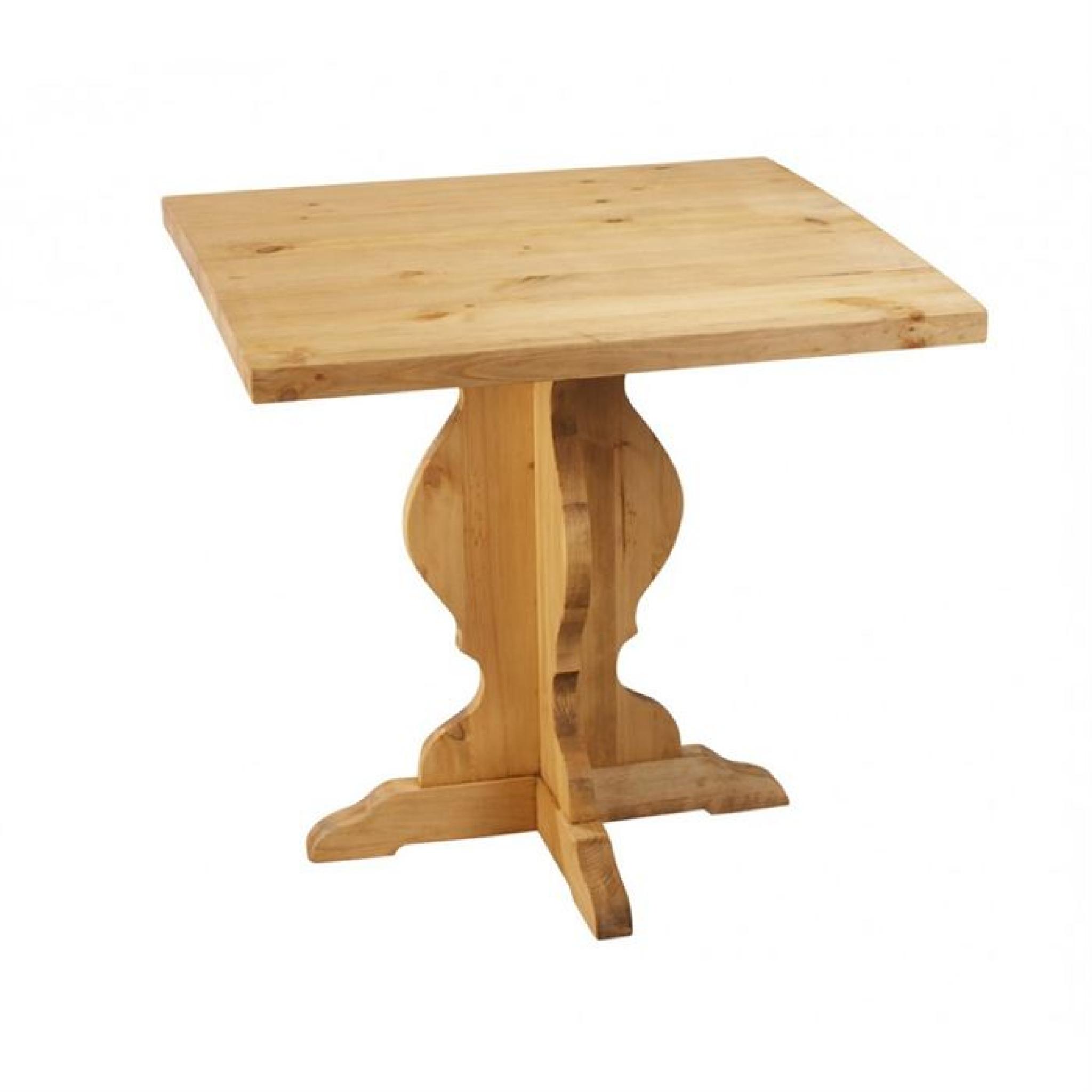 Table de bistrot rustique carrée en pin 79 cm