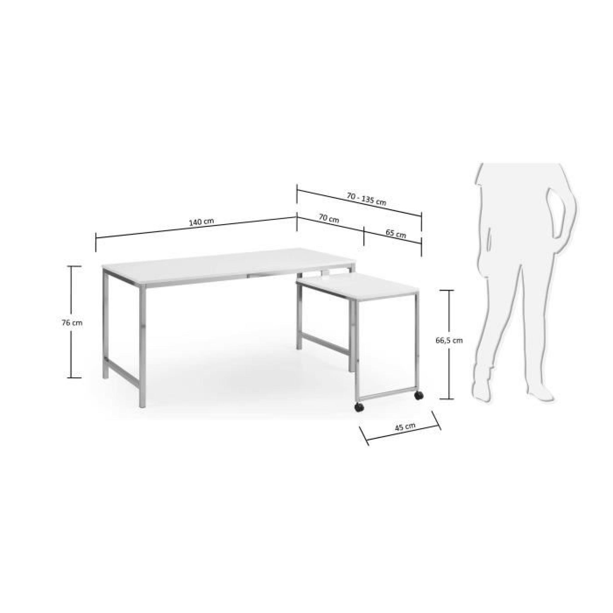 Table de bureau Malmo, blanc pas cher