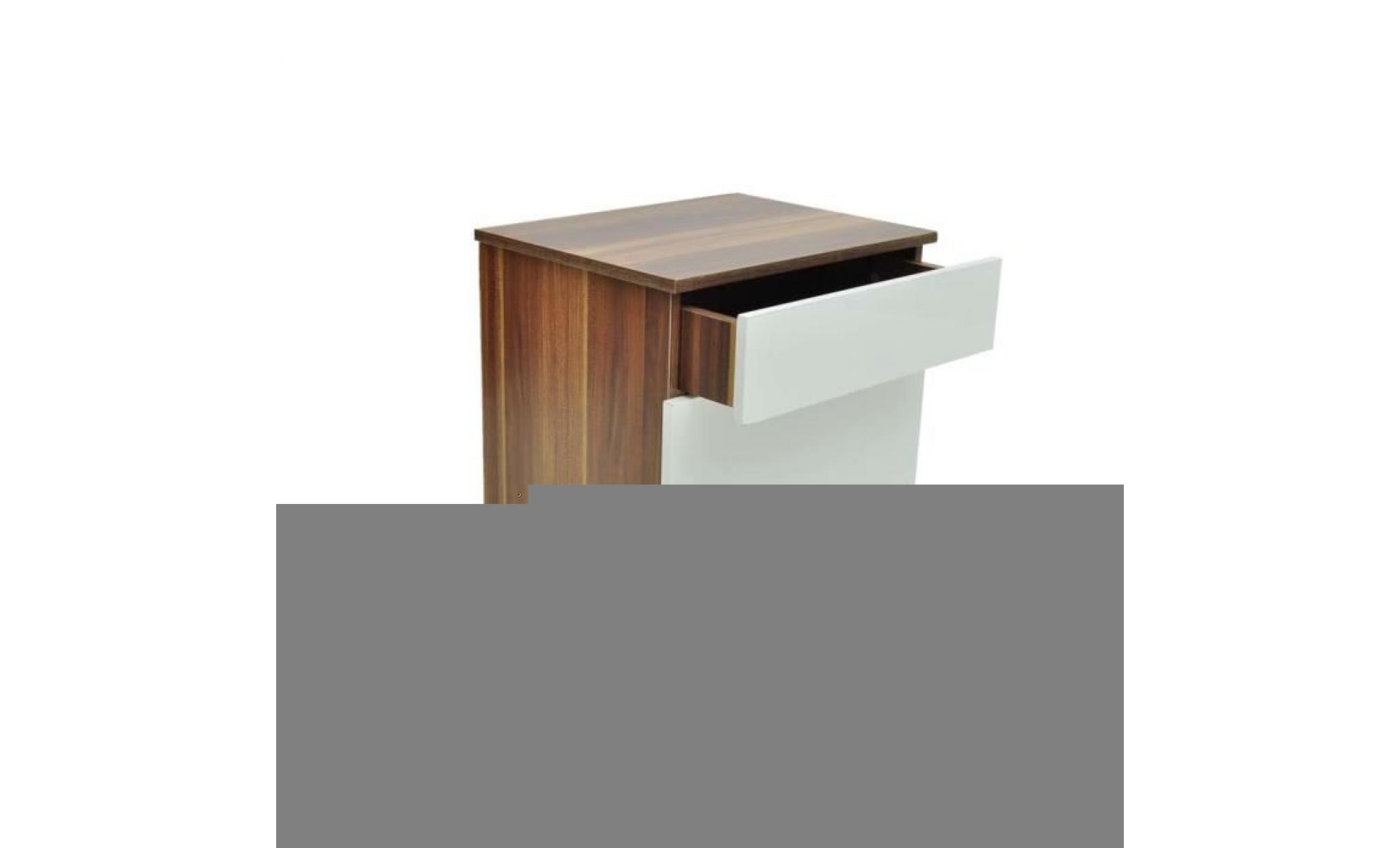 table de chevet 2 pcs avec 1 tiroir marron blanc table multifonctionnelle pas cher