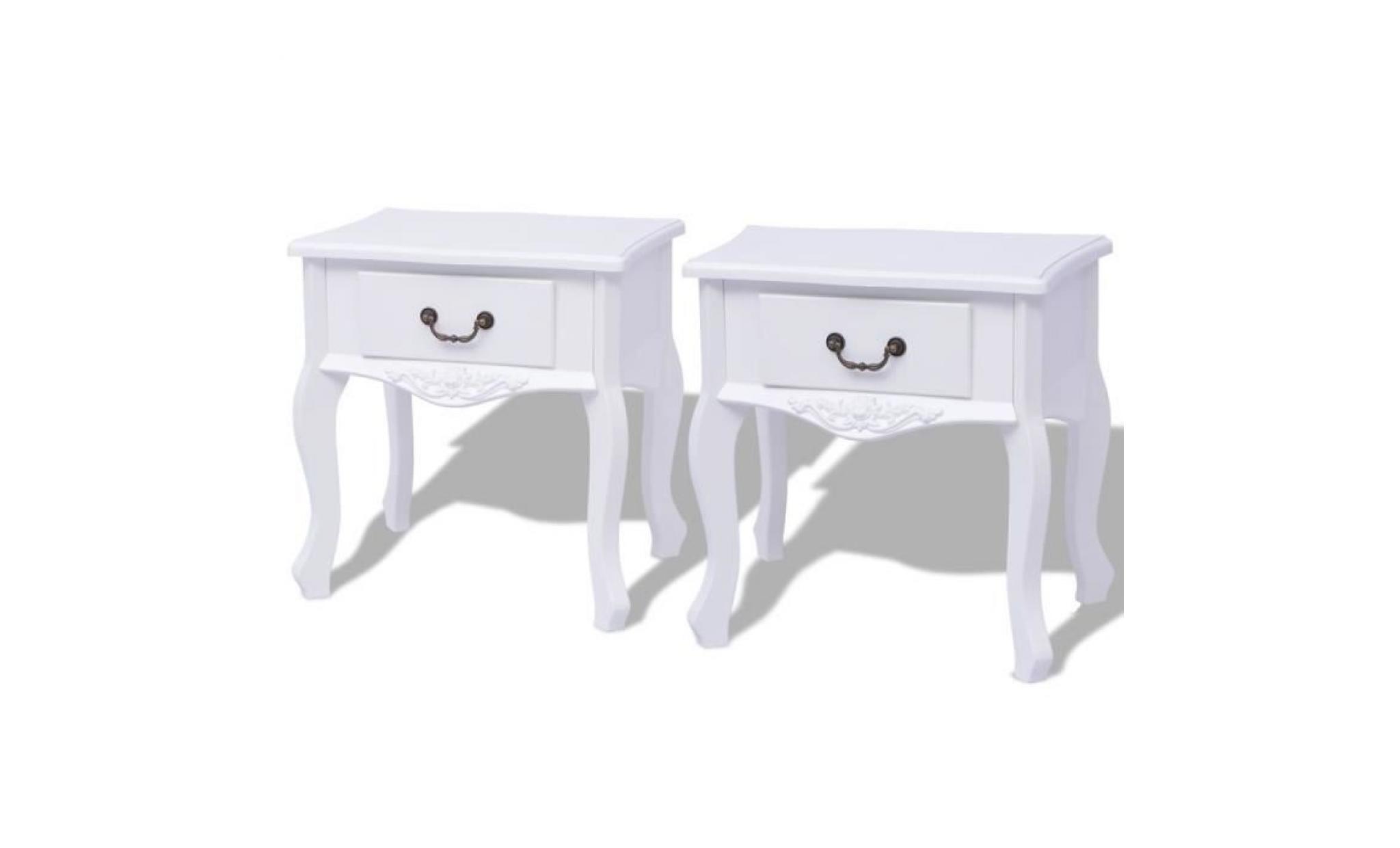 table de chevet 2 pcs mdf table de nuit contemporain meuble de rangement 45.5 x 33 x 43 cm blanc