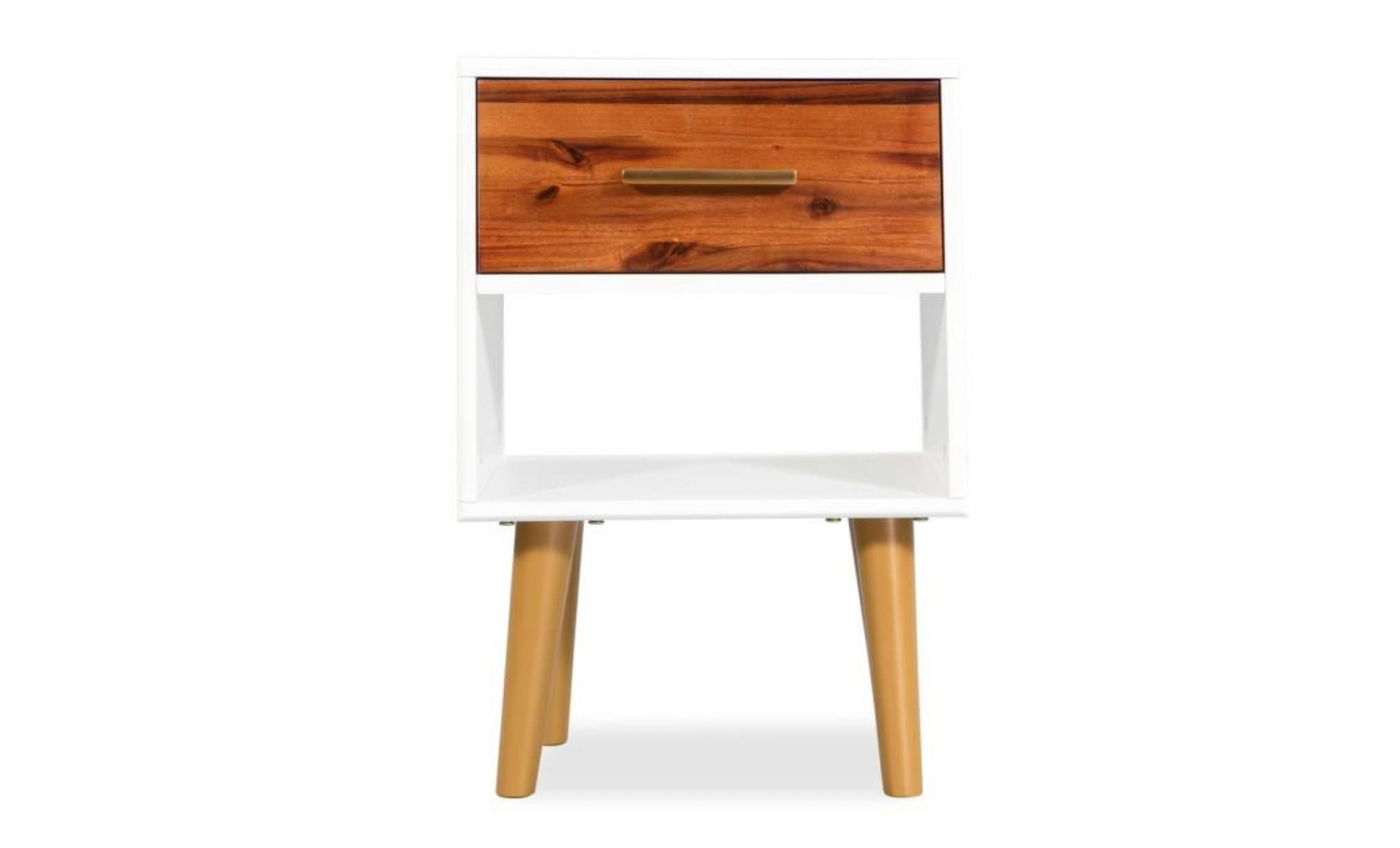 table de chevet 40 x 30 x 45 cm bois d'acacia massif pas cher