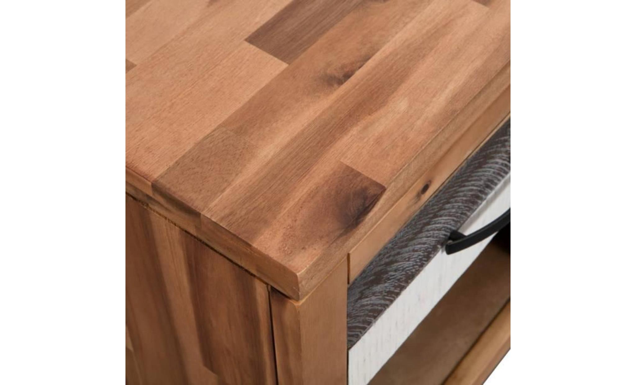 table de chevet 40 x 30 x 48 cm bois d'acacia massif pas cher