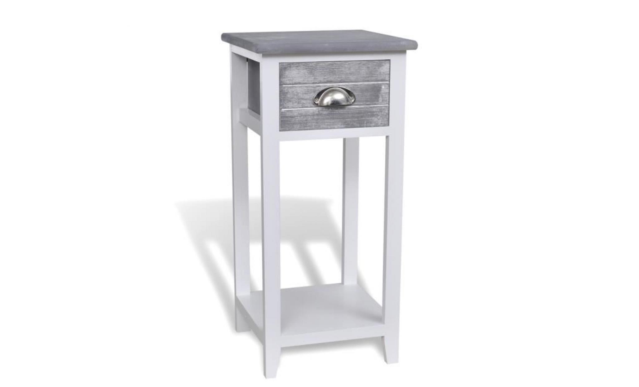 table de chevet à 1 tiroir de chambre meubles pour téléphone couleur gris+blanc 30 x 30 x 63 cm pas cher