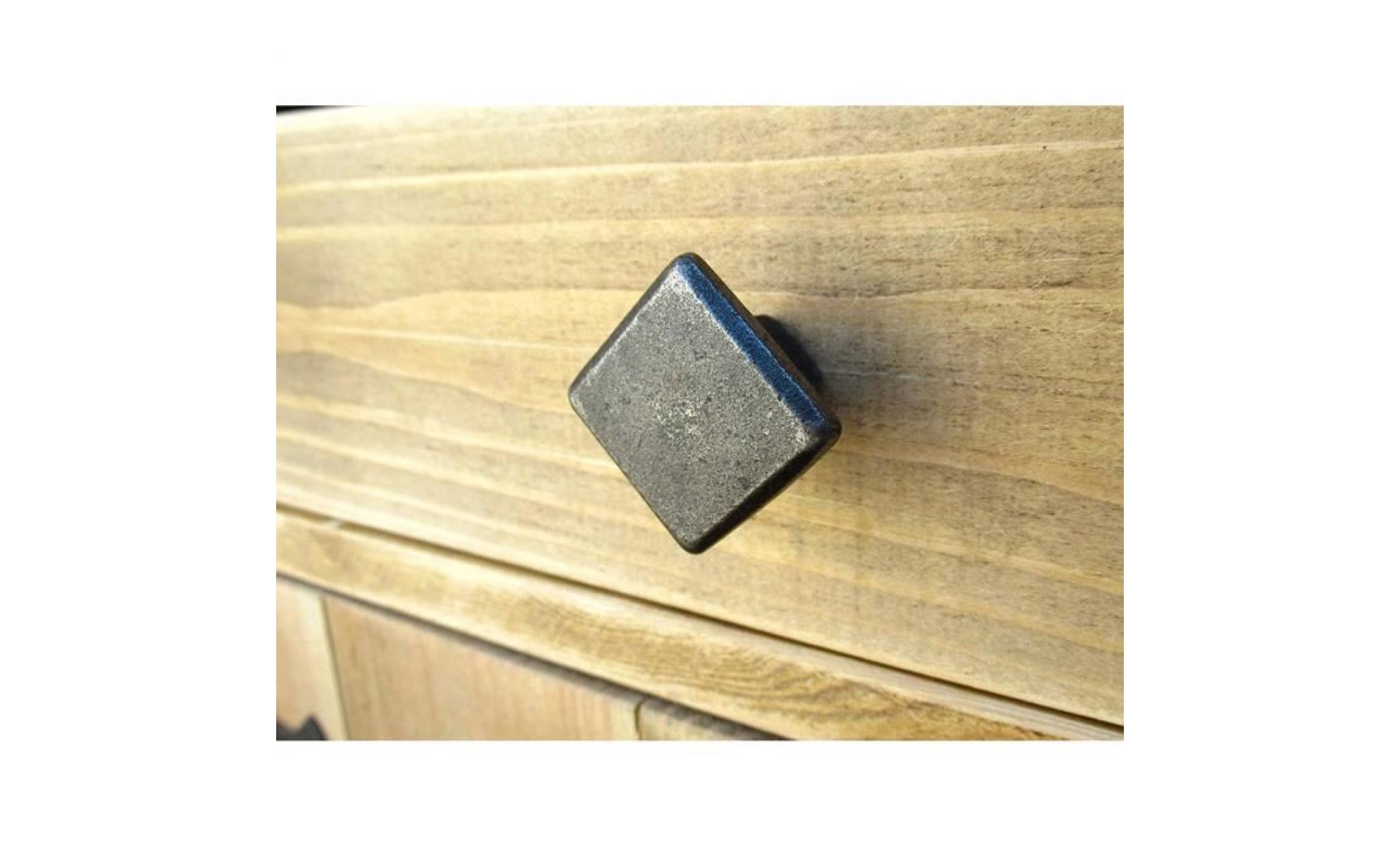 table de chevet aspect rustique & industriel    poignées métal premium   100% bois massif pas cher
