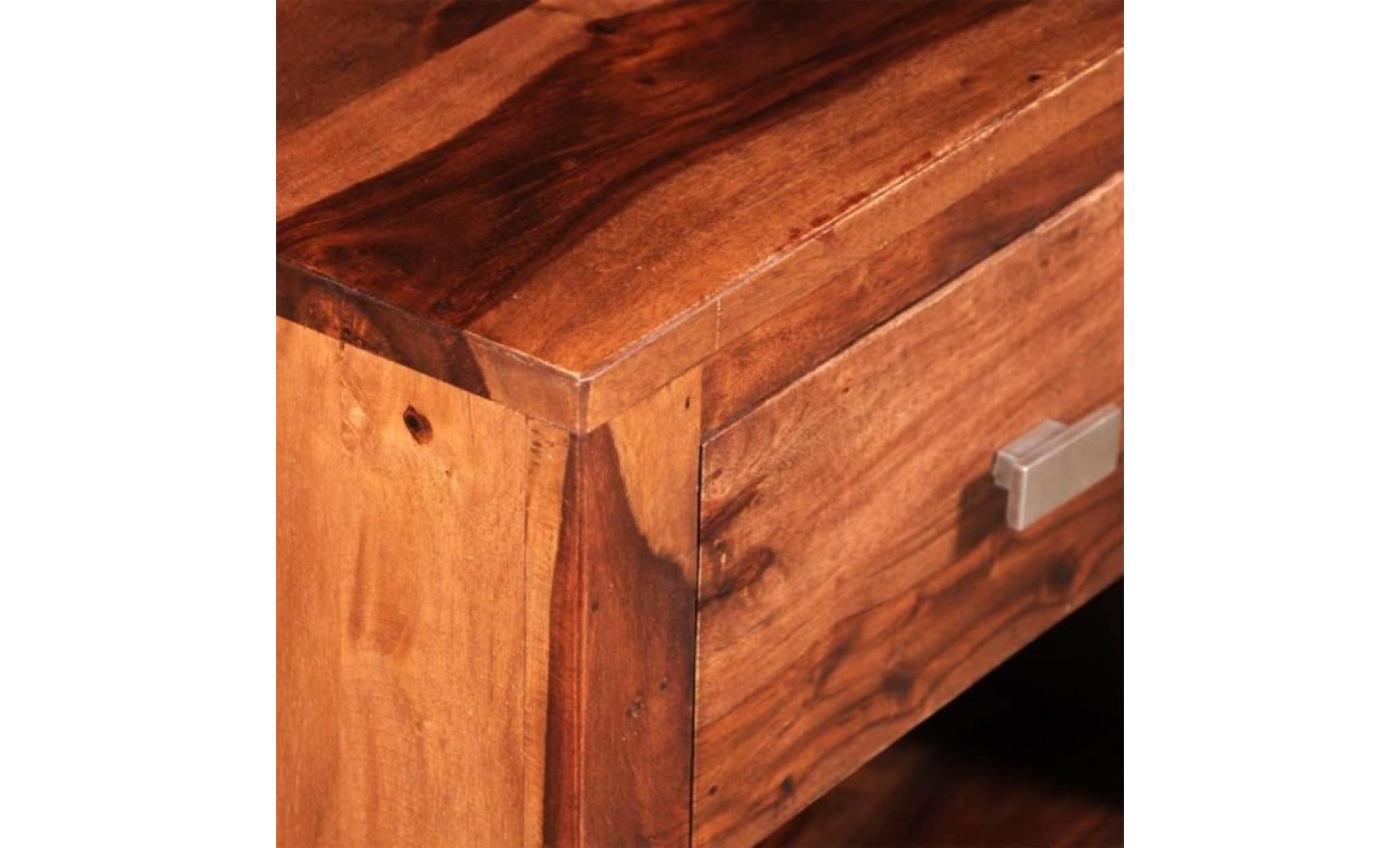 table de chevet avec 1 tiroir bois massif de sesham pas cher