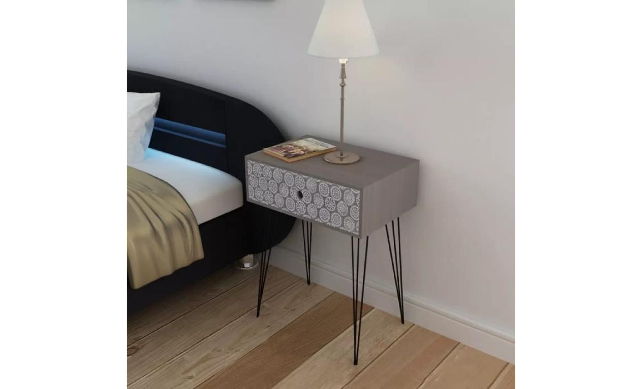 table de chevet avec 1 tiroir chevet scandinave contemporain table de nuit rectangulaire marron