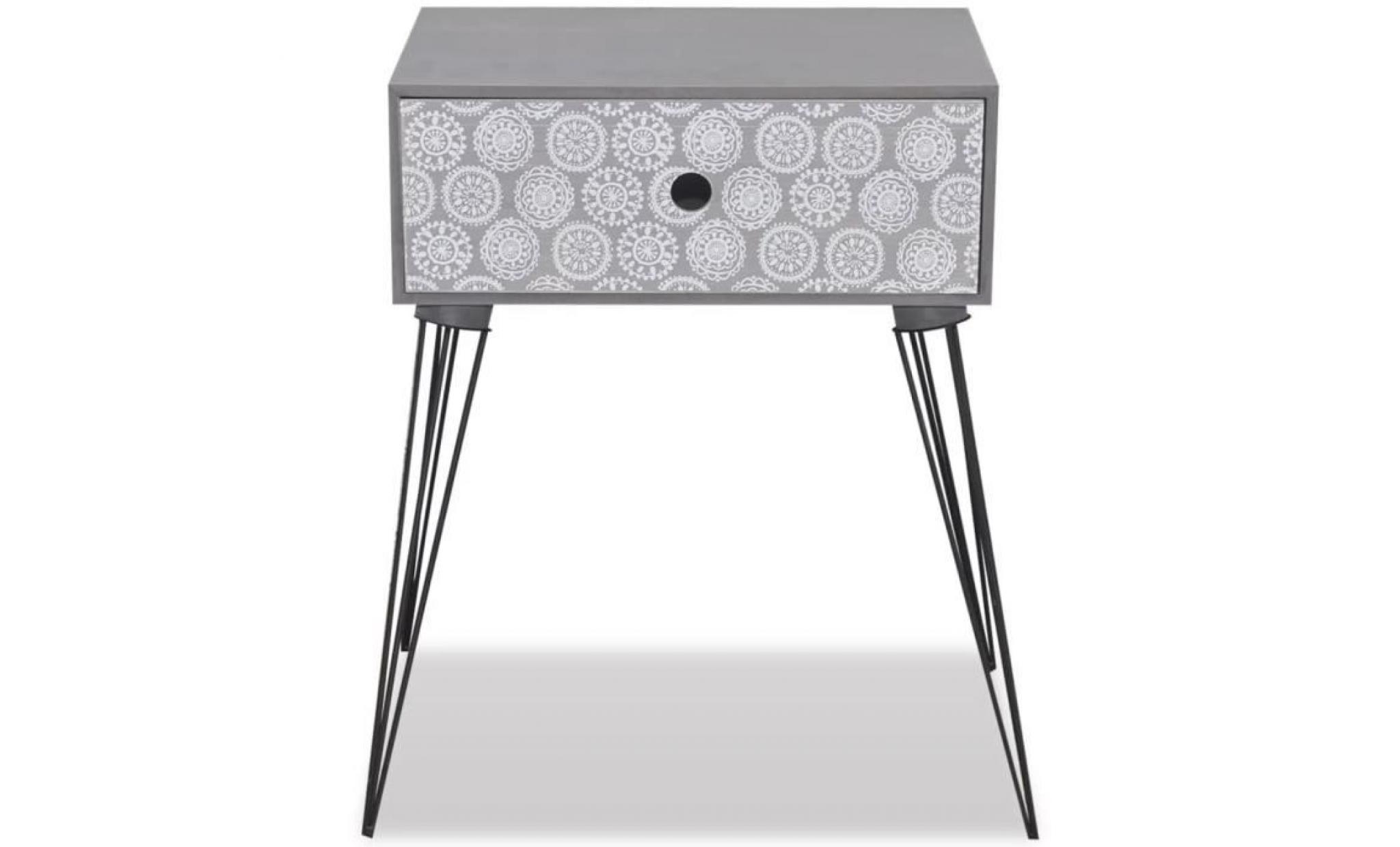 table de chevet avec 1 tiroir rectangulaire gris pas cher