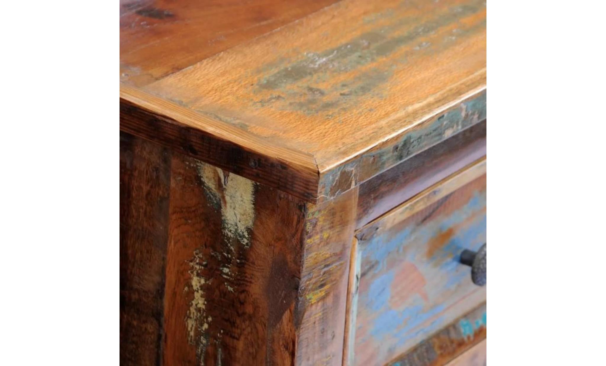 table de chevet avec 2 tiroirs bois massif recyclé pas cher