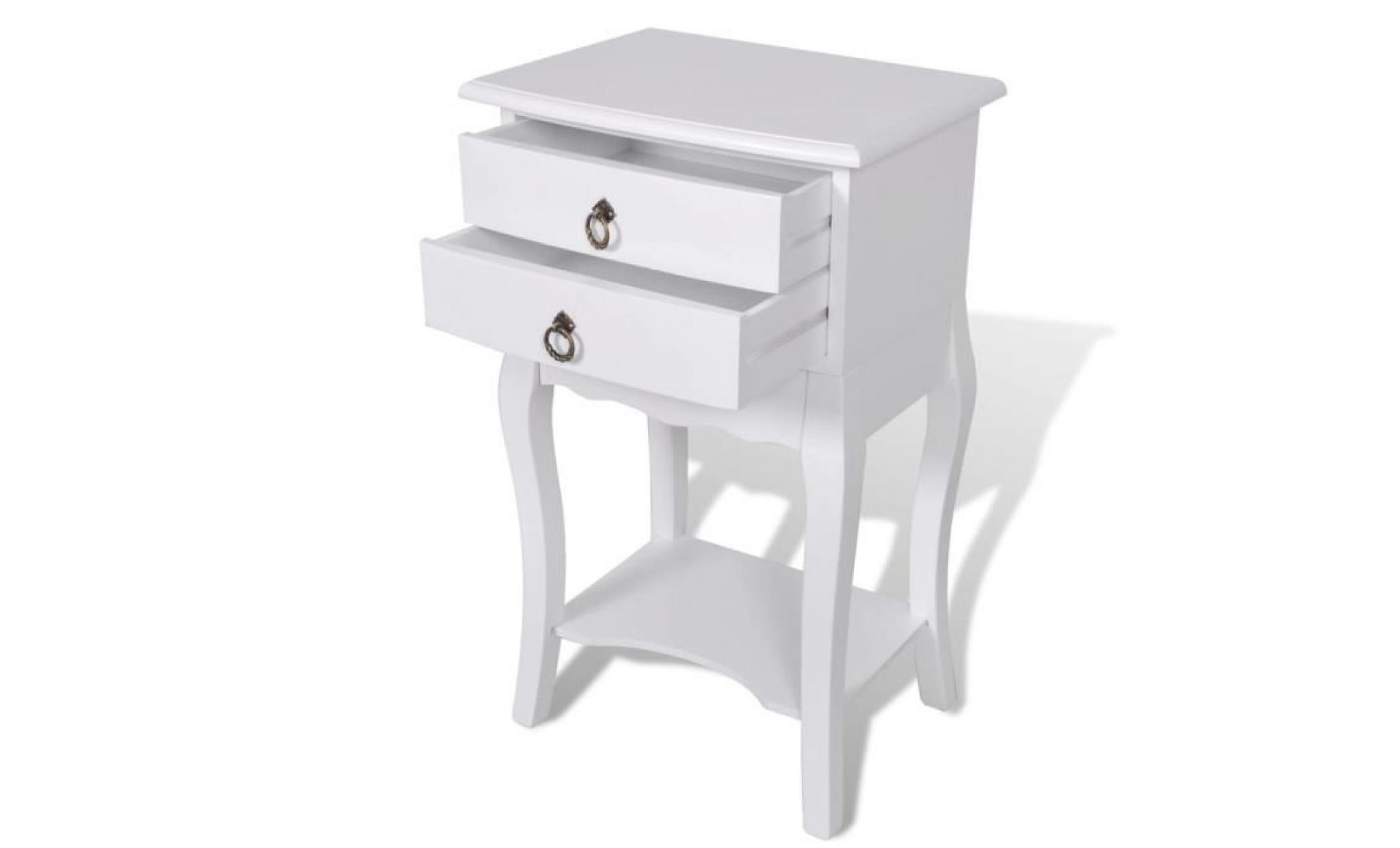 table de chevet avec 2 tiroirs contemporain table de nuit meuble de rangement table console blanc pas cher