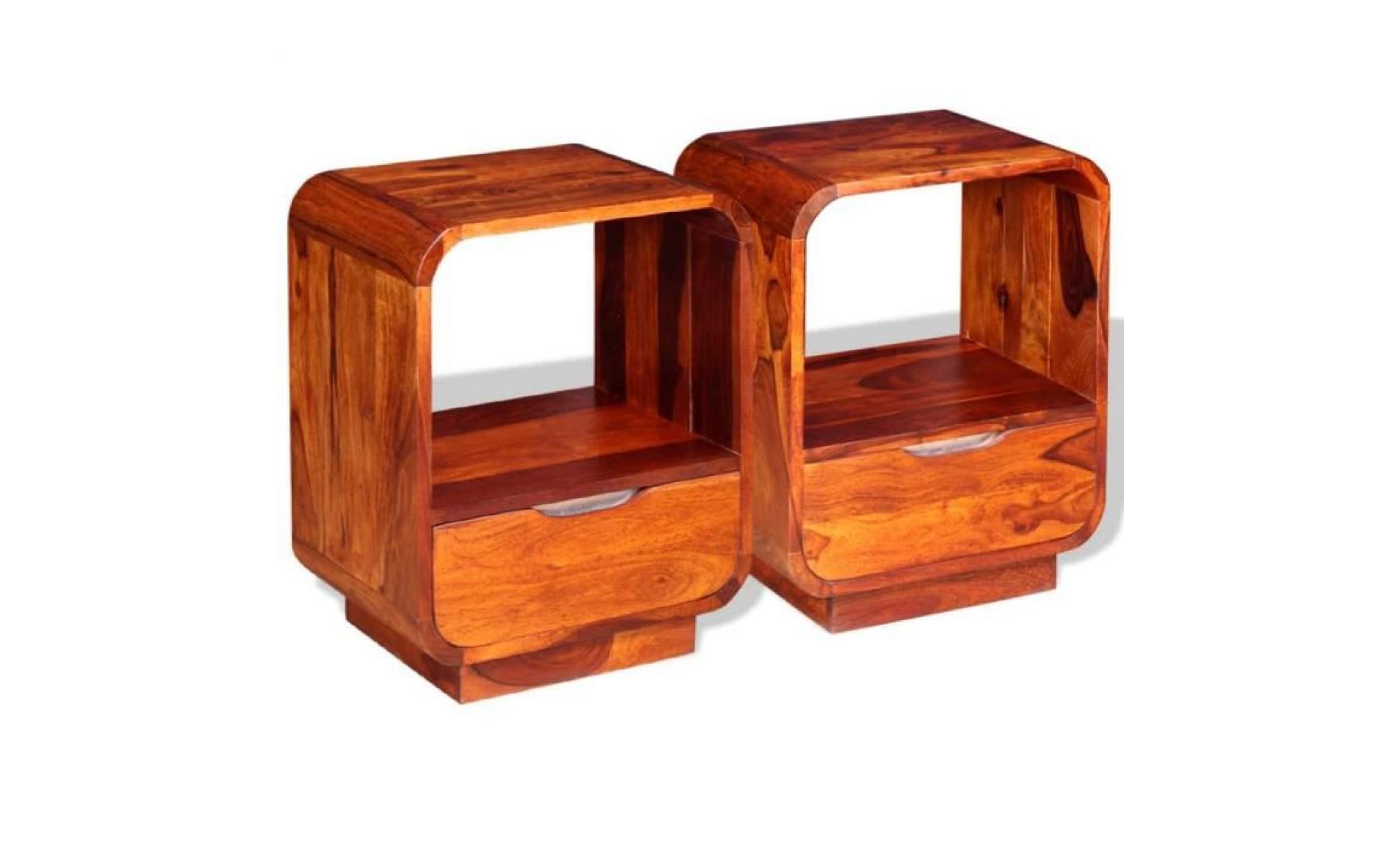 table de chevet avec tiroir 2 pcs bois de sesham 40 x 30 x 50cm