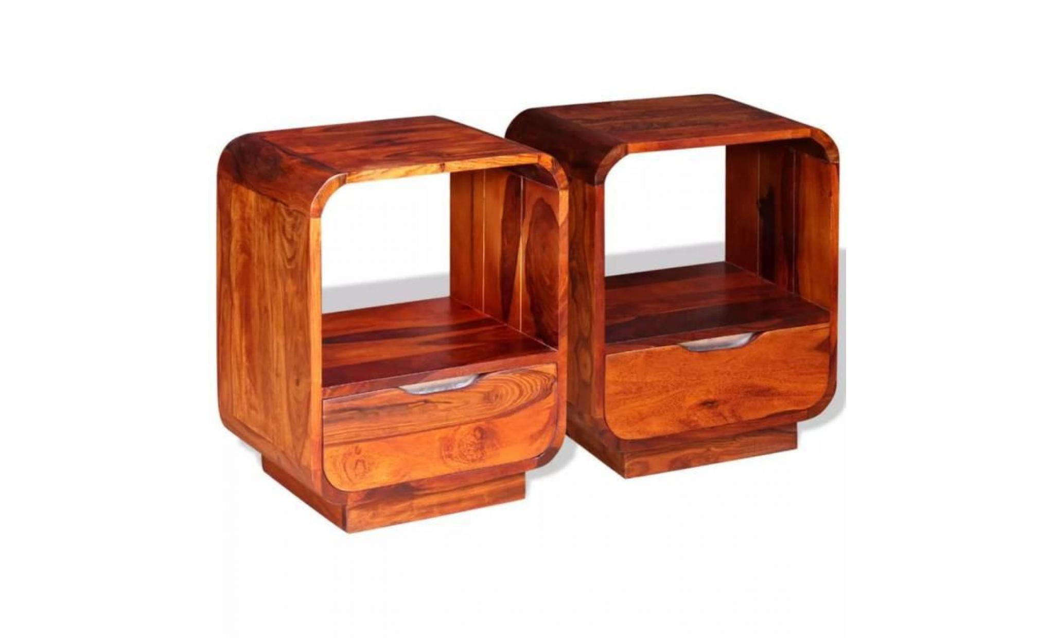 table de chevet avec tiroir 2 pcs bois de sesham 40 x 30 x 50cm pas cher
