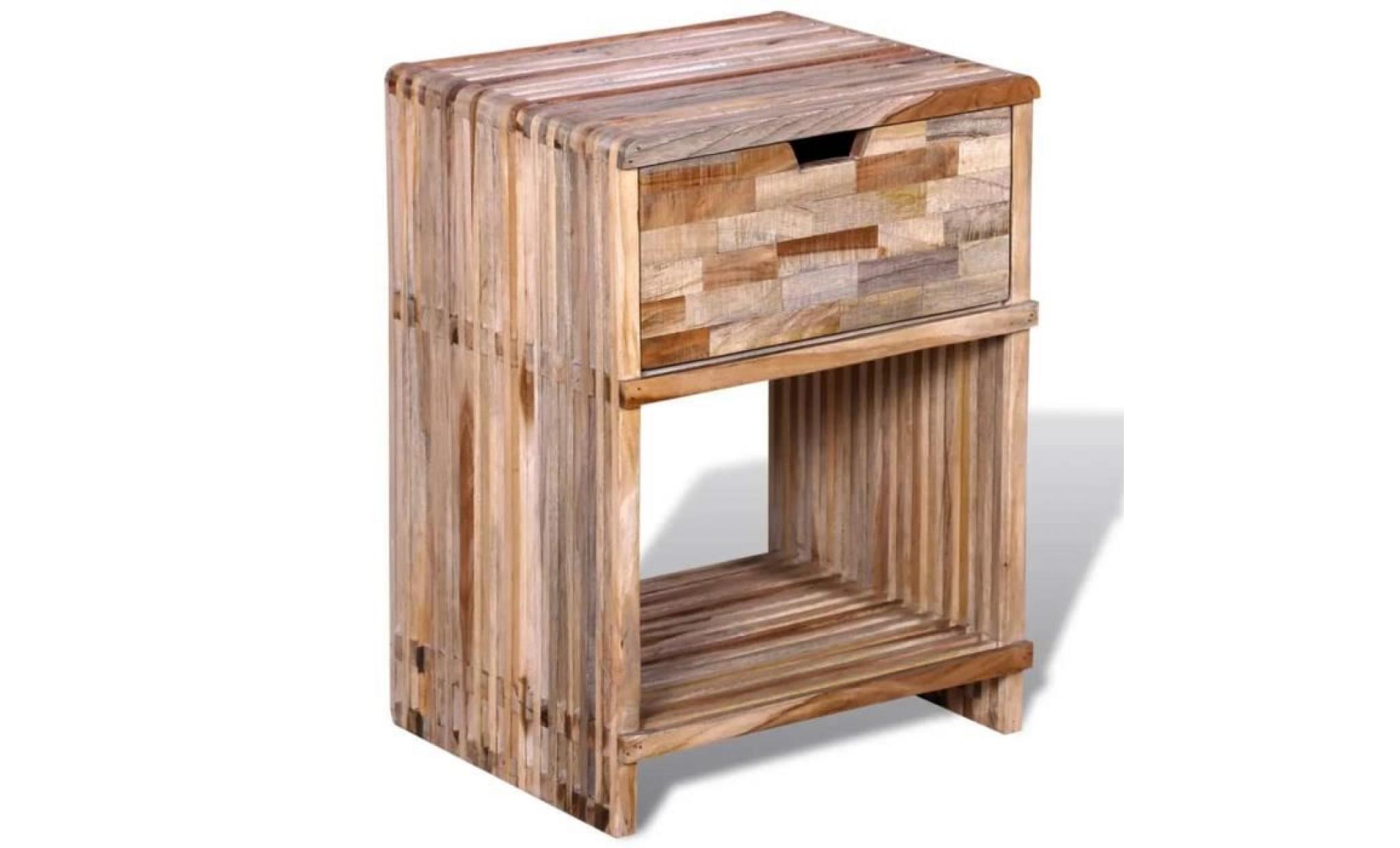 table de chevet avec tiroir bois de teck recyclé