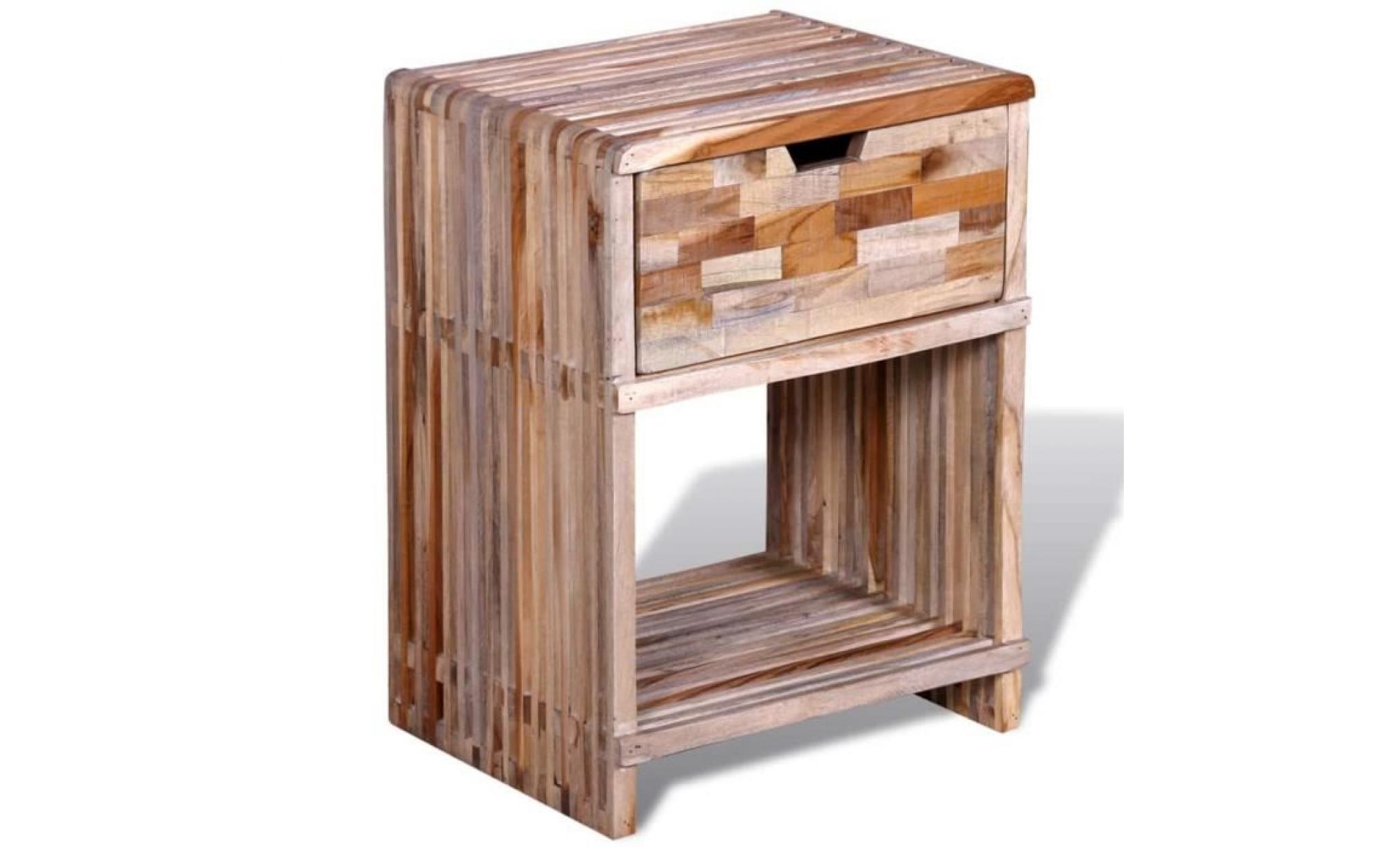 table de chevet avec tiroir bois de teck recyclé pas cher
