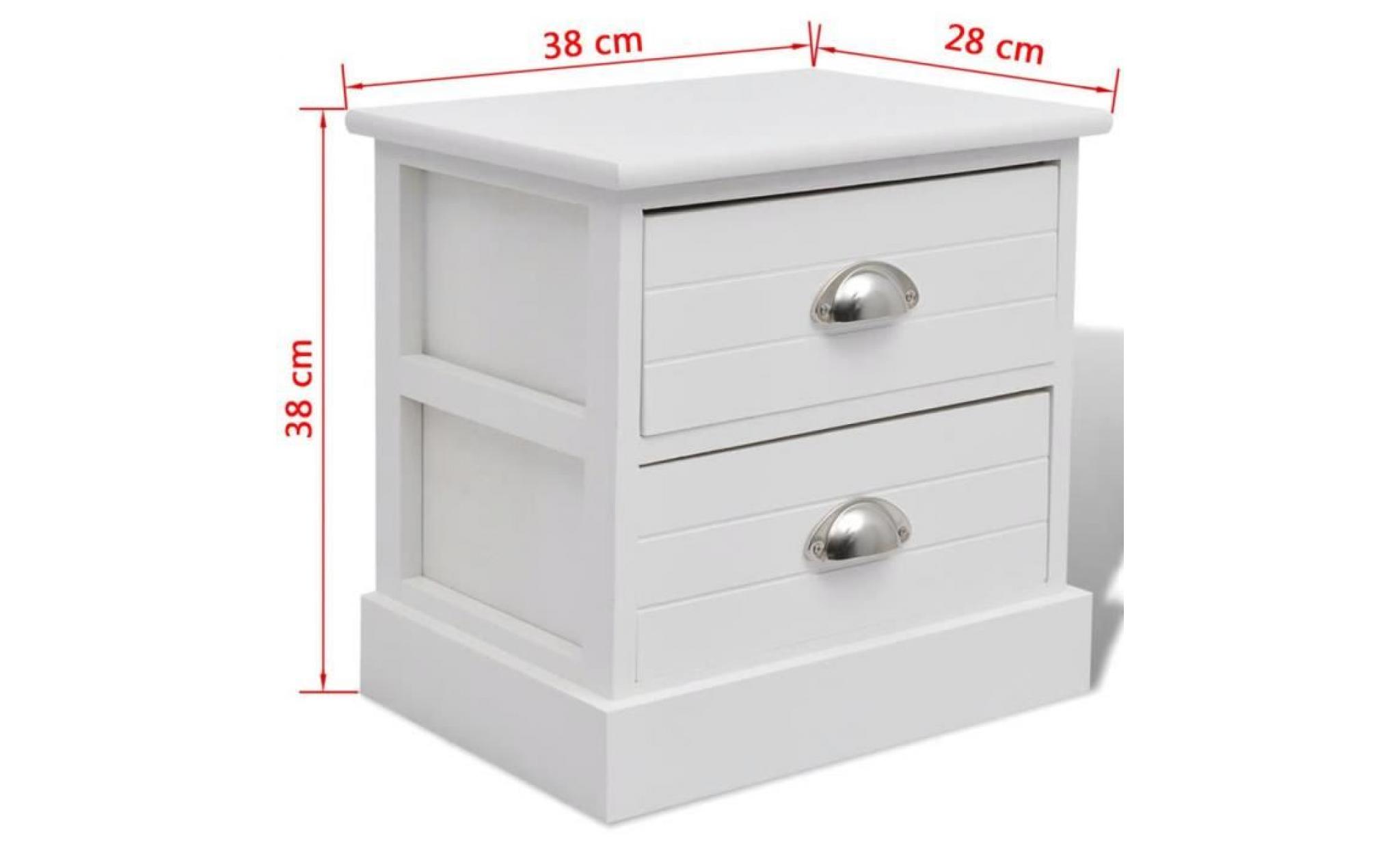 table de chevet blanc 38*28*38cm armoire de rangement table de nuit pas cher