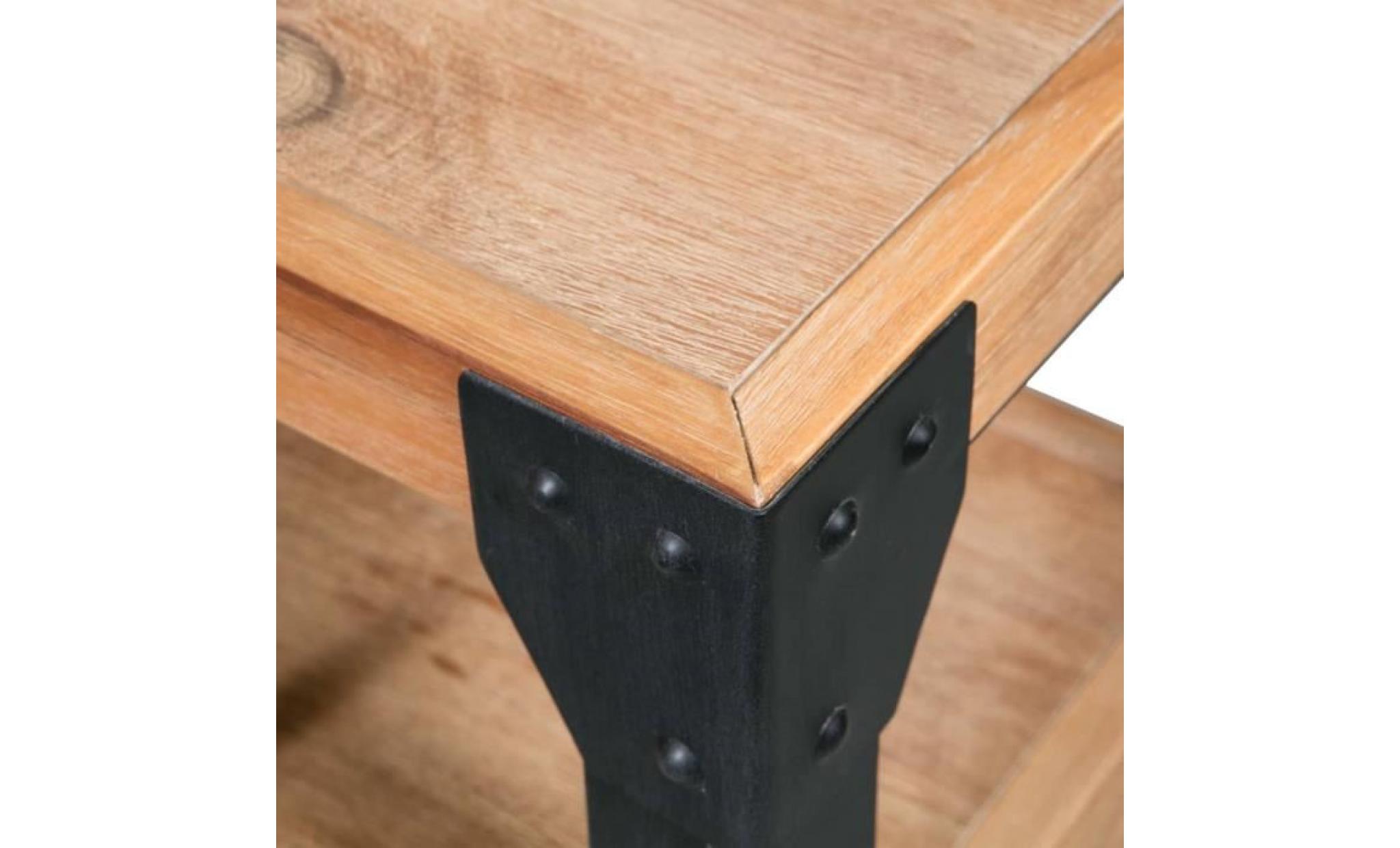 table de chevet bois d'acacia acier 40 x 30 x 54 cm pas cher