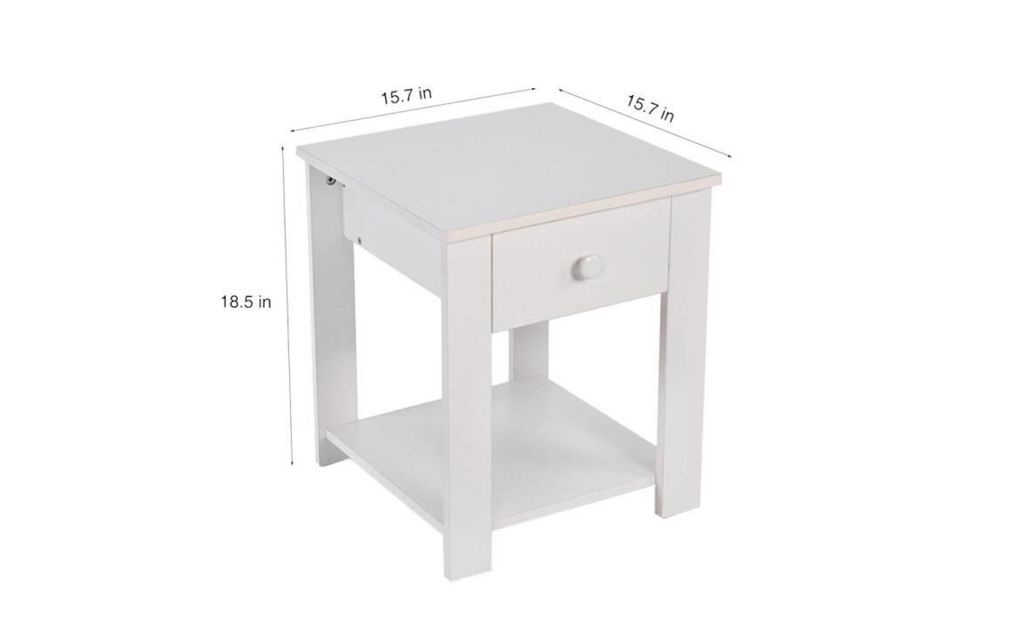 table de chevet de la chambre à coucher avec 1 tiroir +4 pieds table de nuit en bois(blanc) pas cher