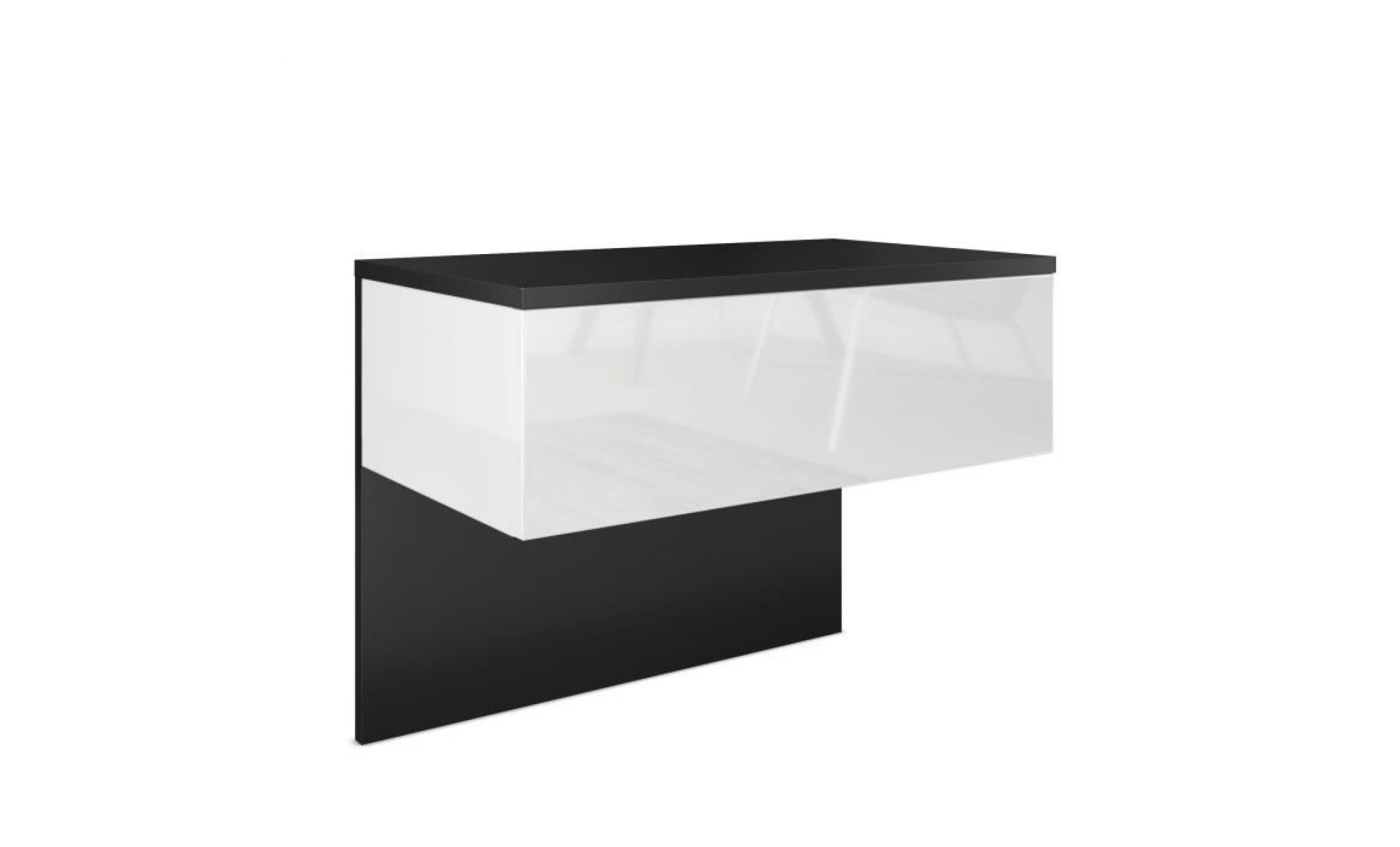 table de chevet de nuit sleep  corps en noir mat   façades et les côtés en blanc haute brillance