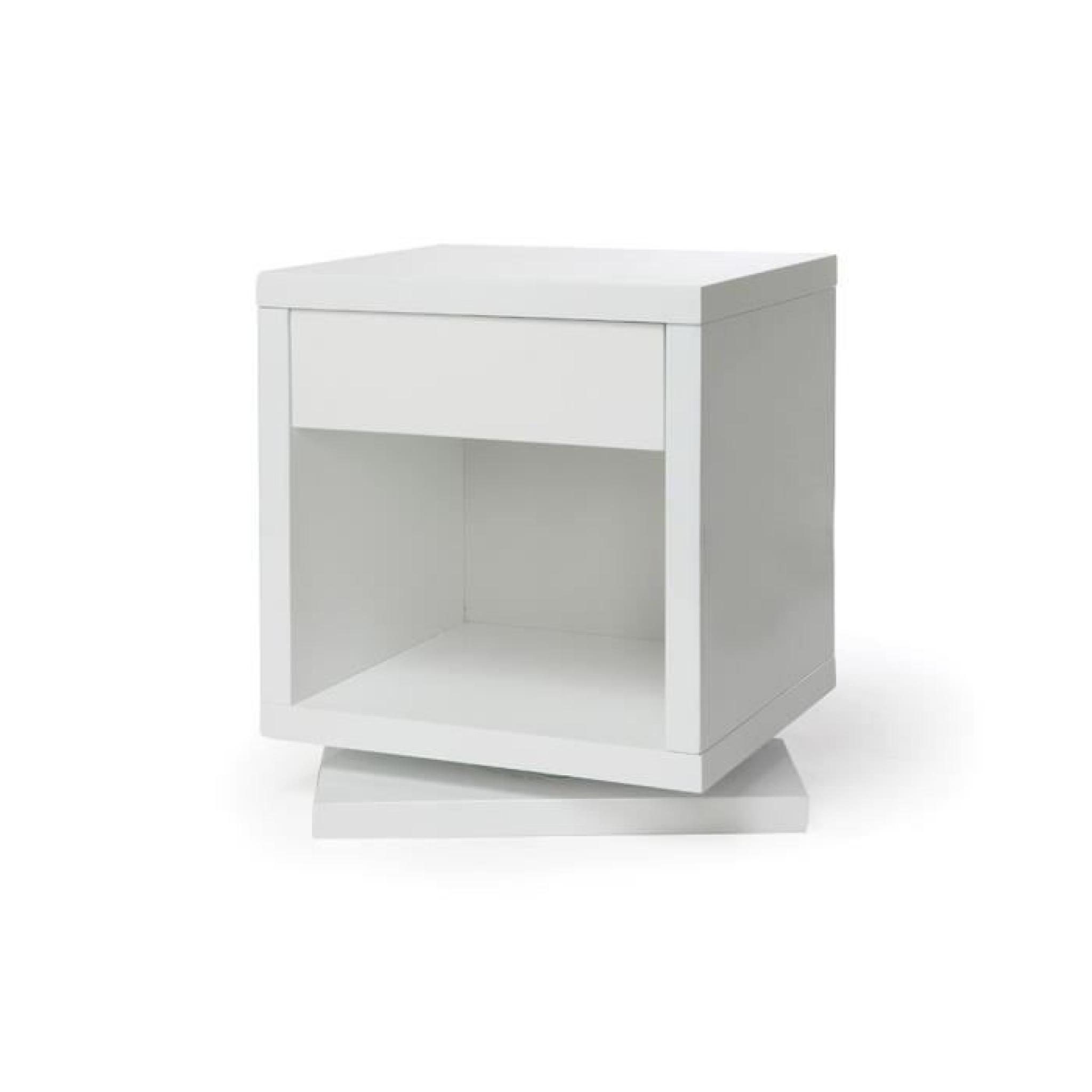 Table de chevet design rotative blanc brillant MAX
