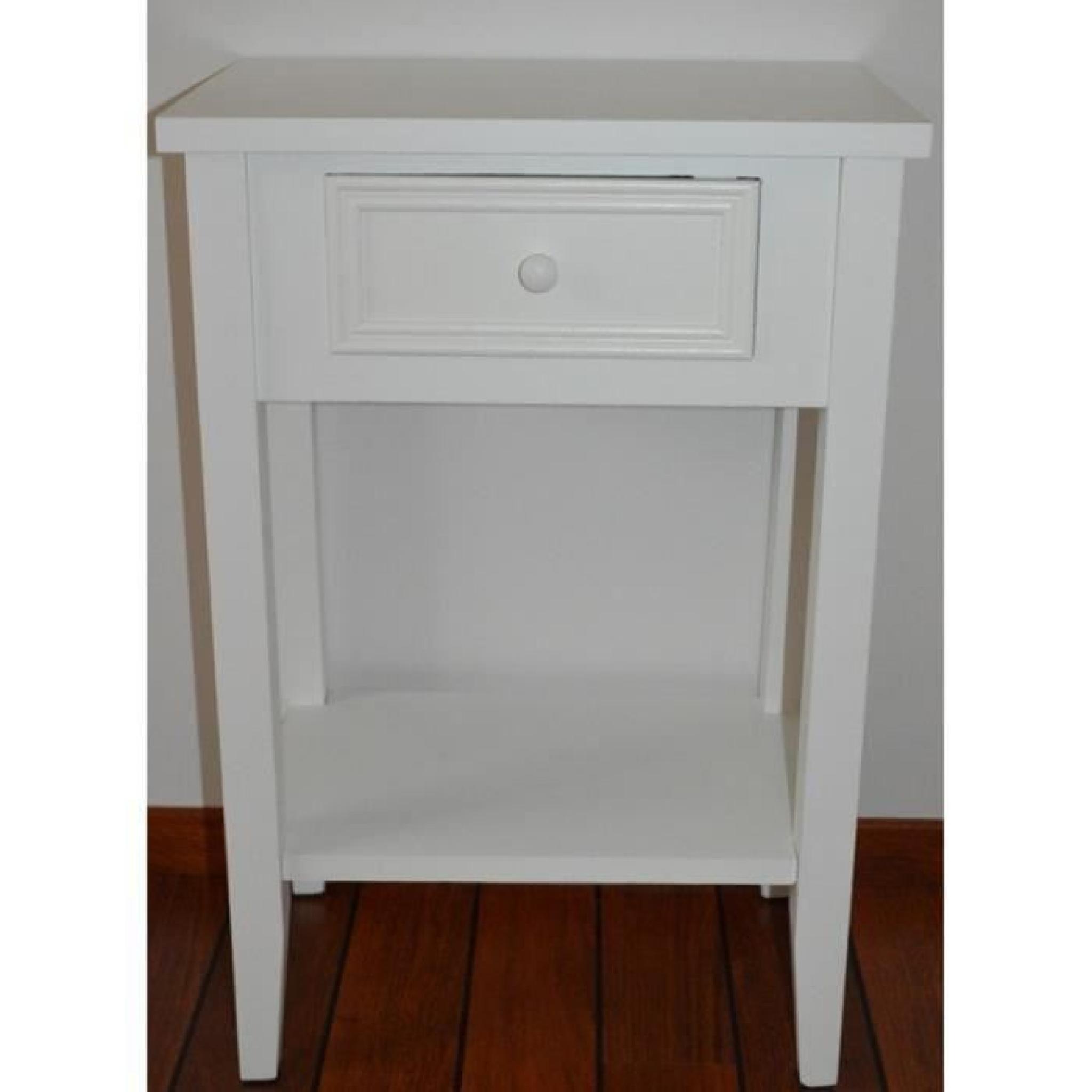 Table de chevet en bois 1 tiroir blanc, H67 x L45 x P30 cm