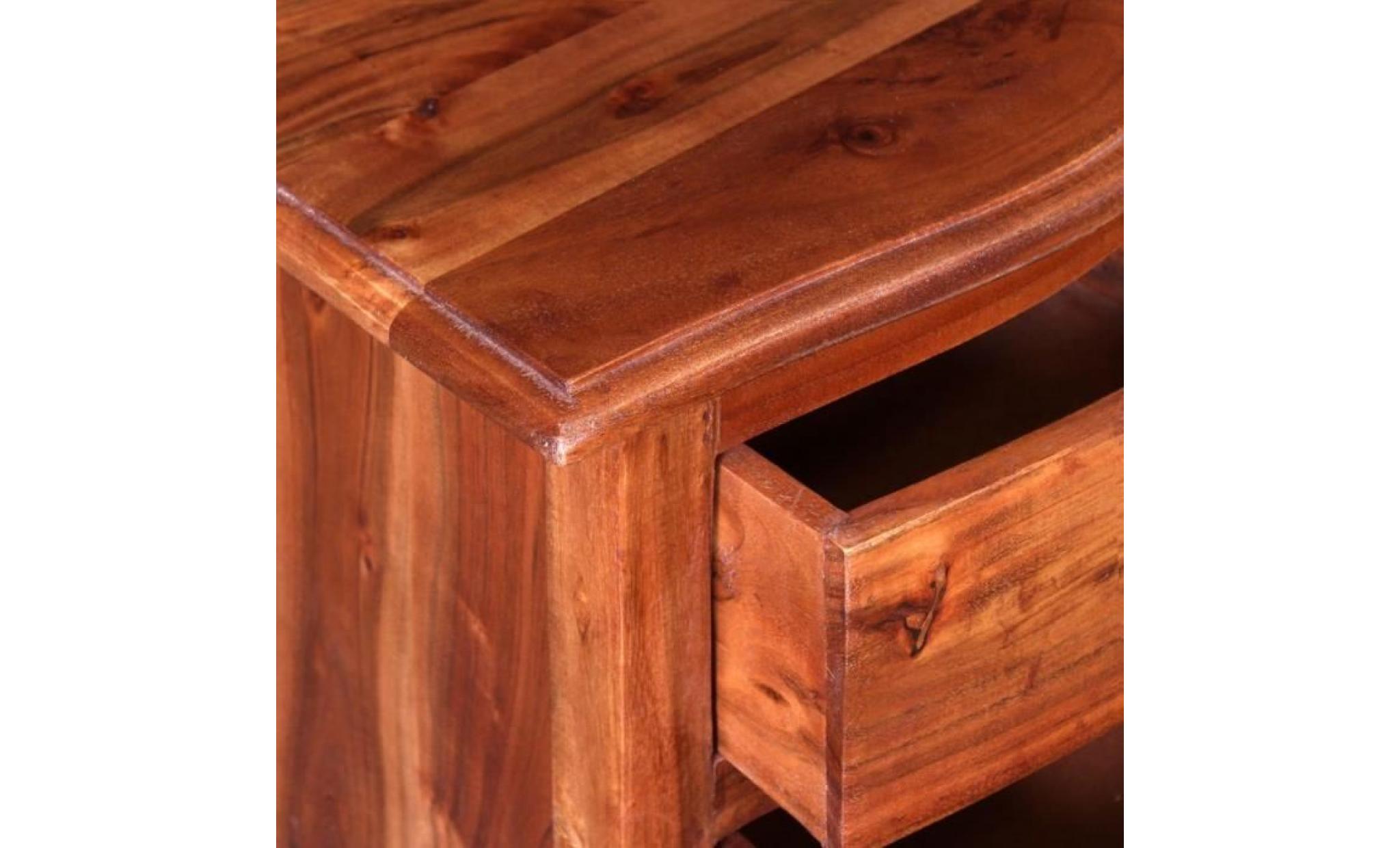 table de chevet en bois d'acacia massif avec un vernis mat ajoutera une touche de charme vintage à votre décor. la table de chevet
