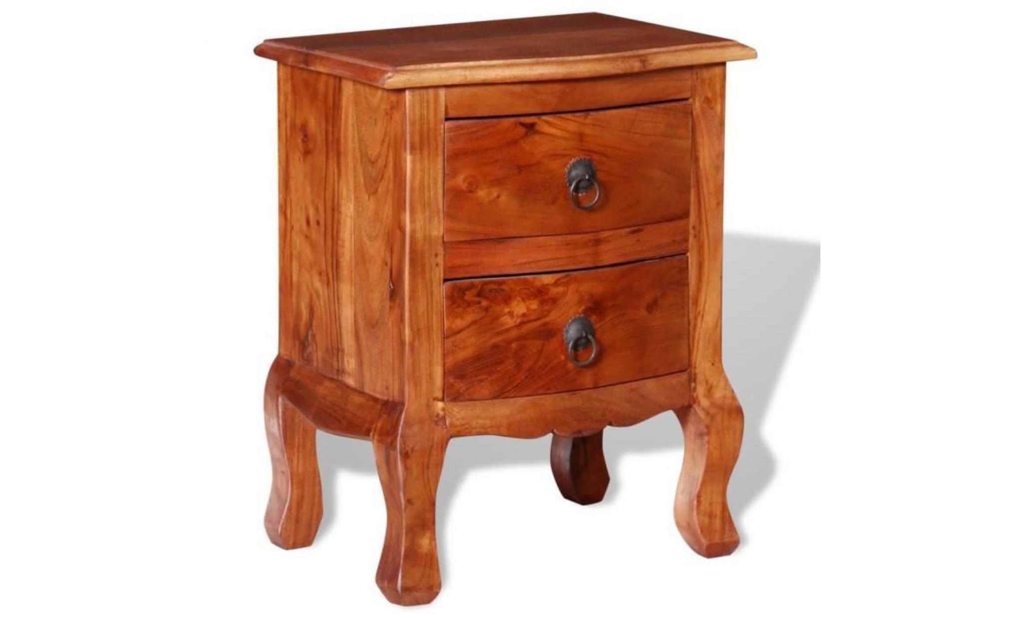 table de chevet en bois d'acacia massif avec un vernis mat ajoutera une touche de charme vintage à votre décor. la table de chevet pas cher