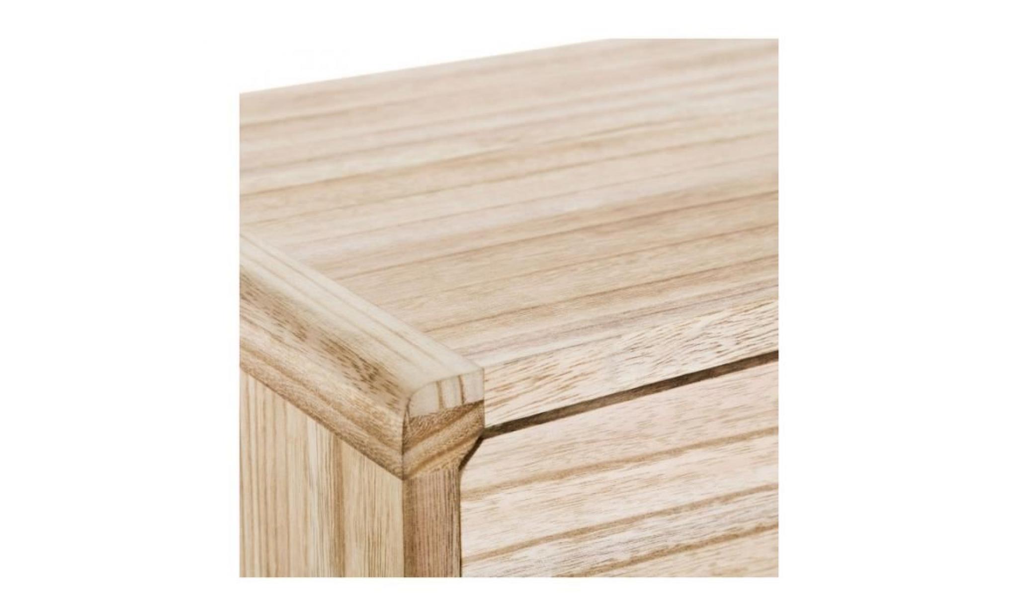table de chevet en bois de paulownia et pieds métal noir 2 tiroirs 0,000000 pas cher