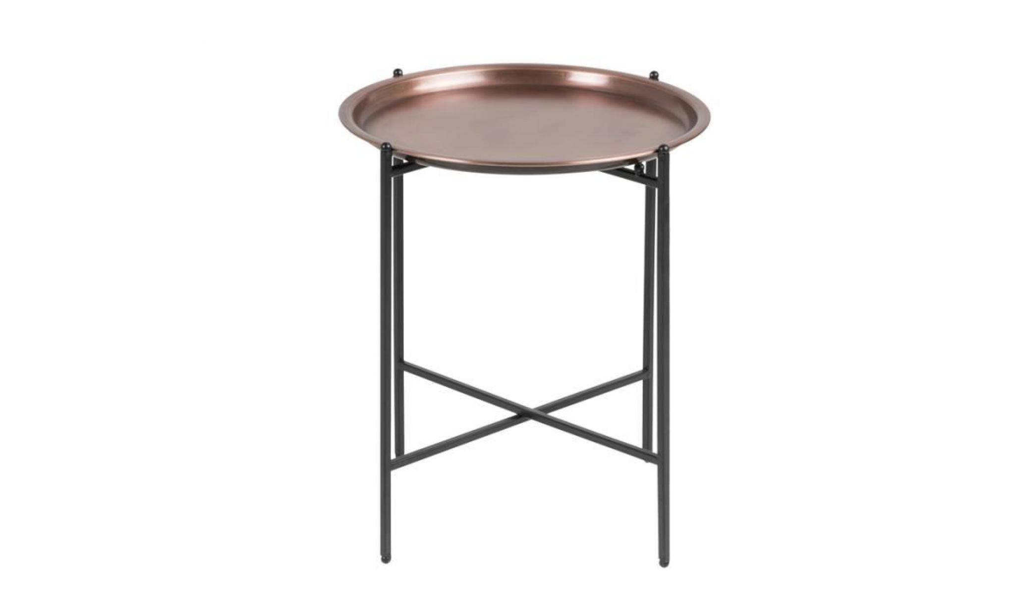 table de chevet glamour / table basse   millie   ⌀ 39,5 cm   noir / laiton   pieds en acier   style glamour   forme minimaliste pas cher