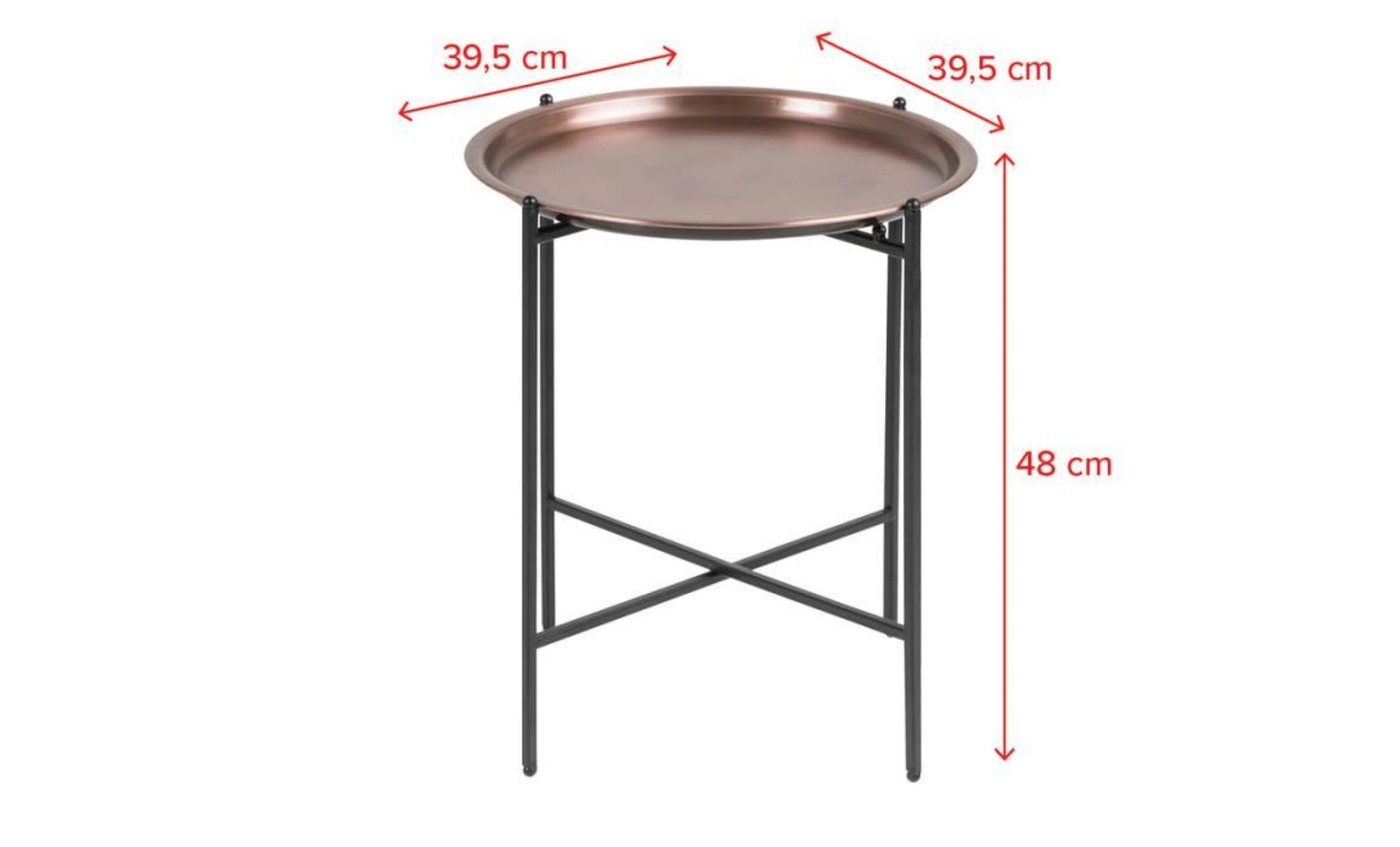 table de chevet glamour / table basse   millie   ⌀ 39,5 cm   noir / laiton   pieds en acier   style glamour   forme minimaliste pas cher