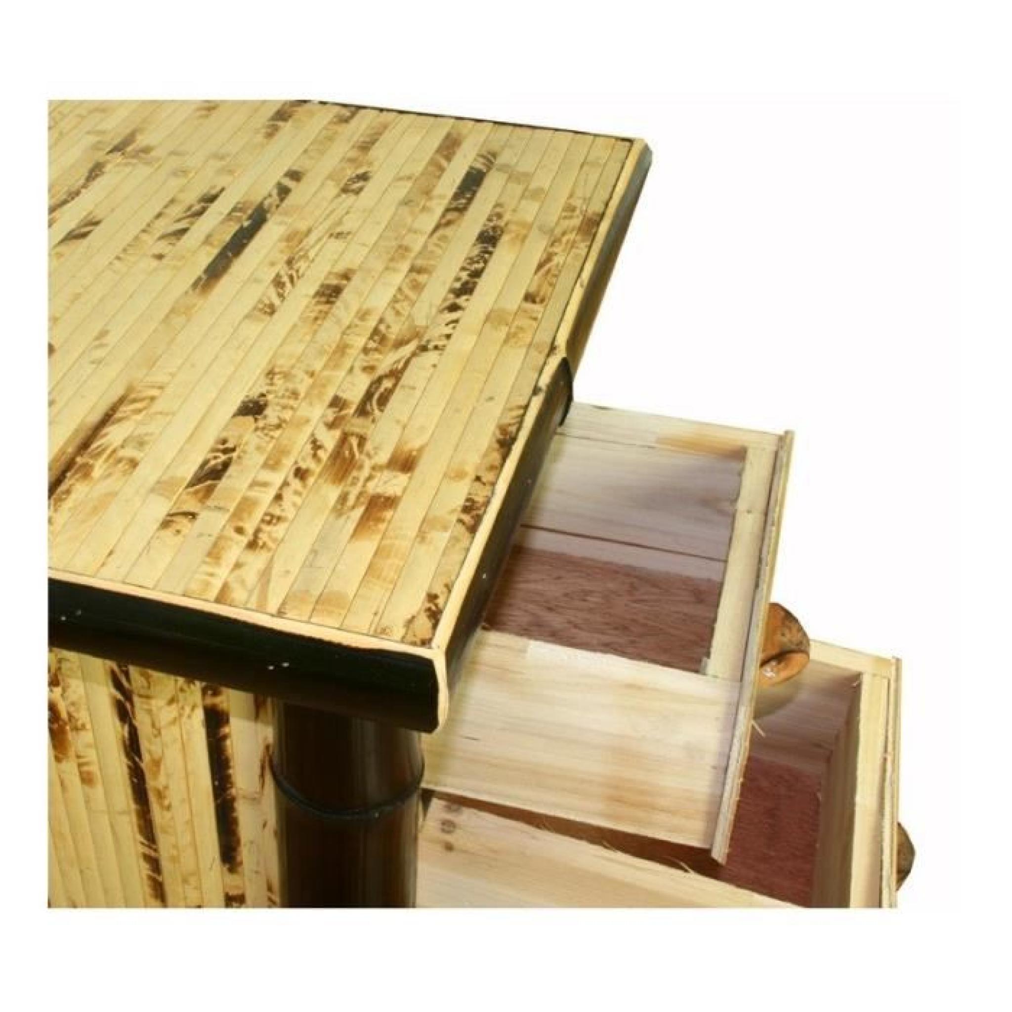 Table de chevet / nuit en bambou couleur brun foncé verni 40x45x40 cm MOC06003 pas cher